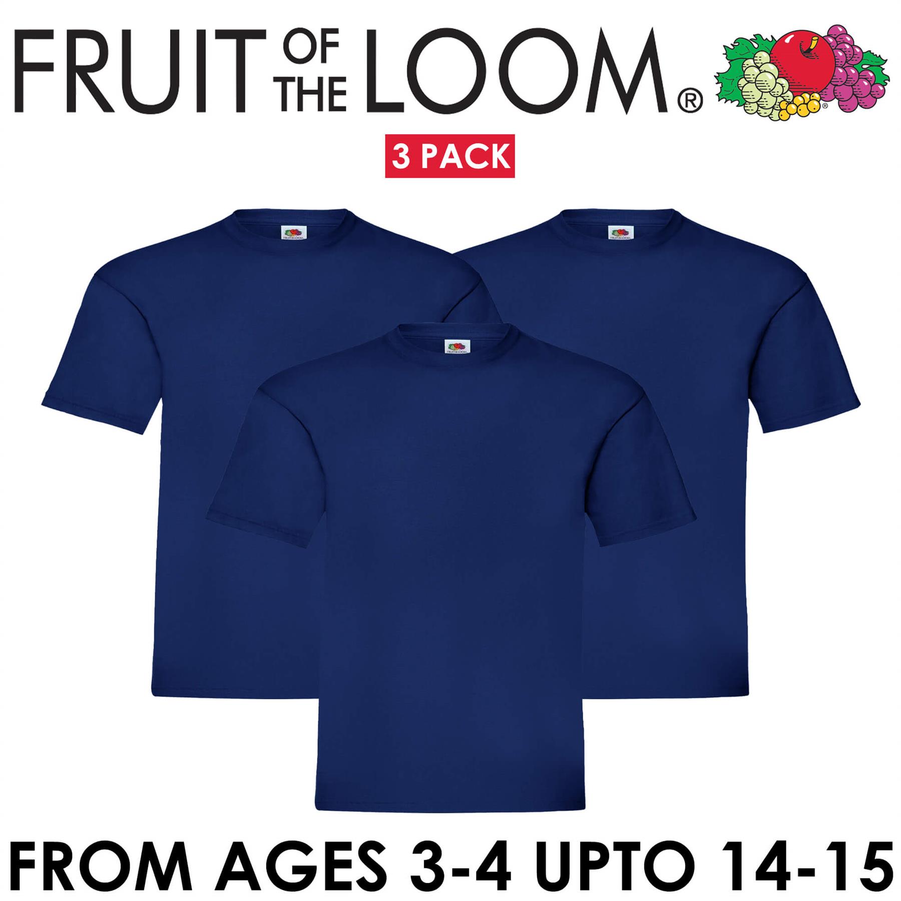 Fruit Of The Loom Children Boys Girls T Shirts Cotton Plain Short Sleeve Tee Top - Picture 14 of 53