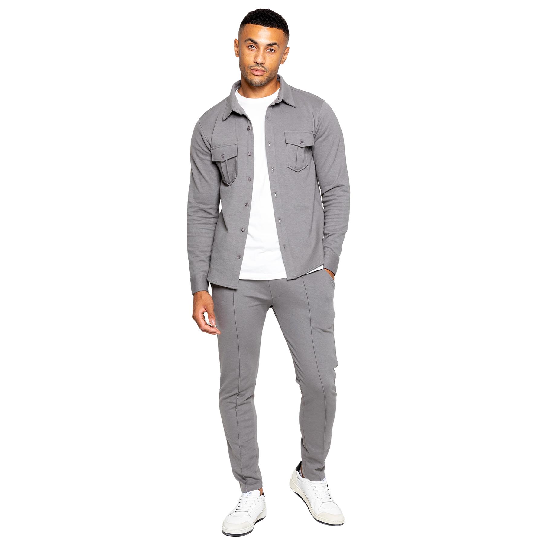 Enzo Mens Tracksuit Casual Overshirt Stretch Joggers Trousers Outfit Set - Picture 11 of 38