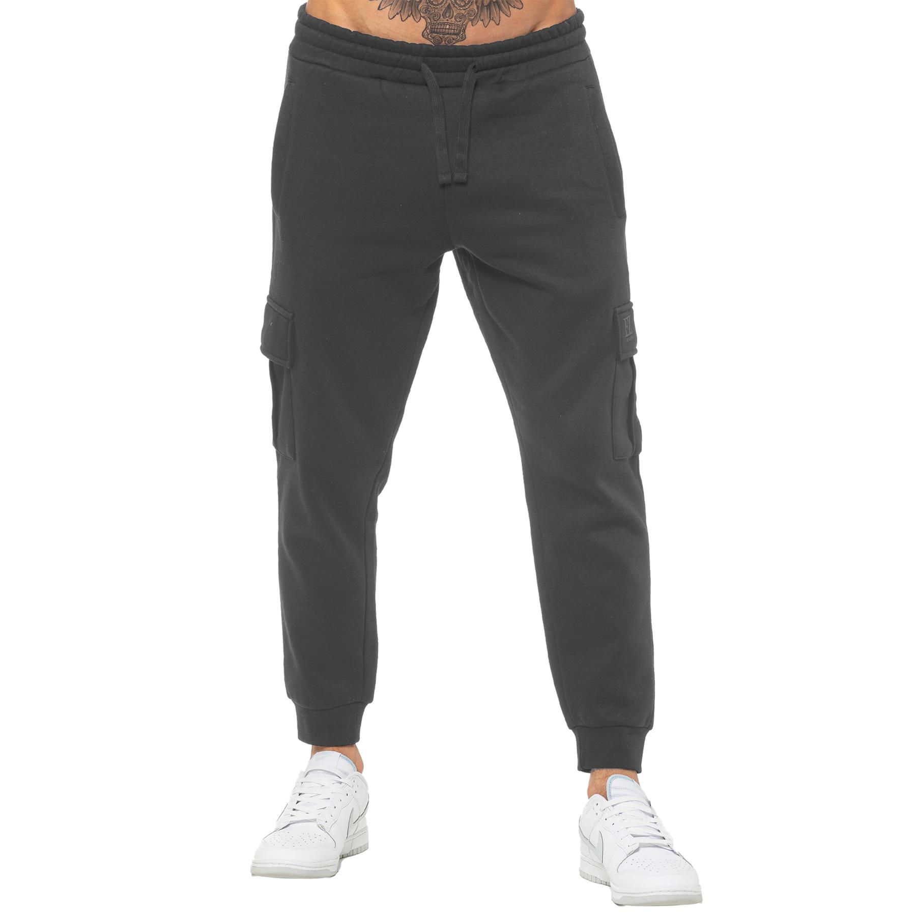 Enzo Mens Joggers Cargo Regular Fit Fleece Adjustable Waist Casual Sweatpants - Picture 35 of 65