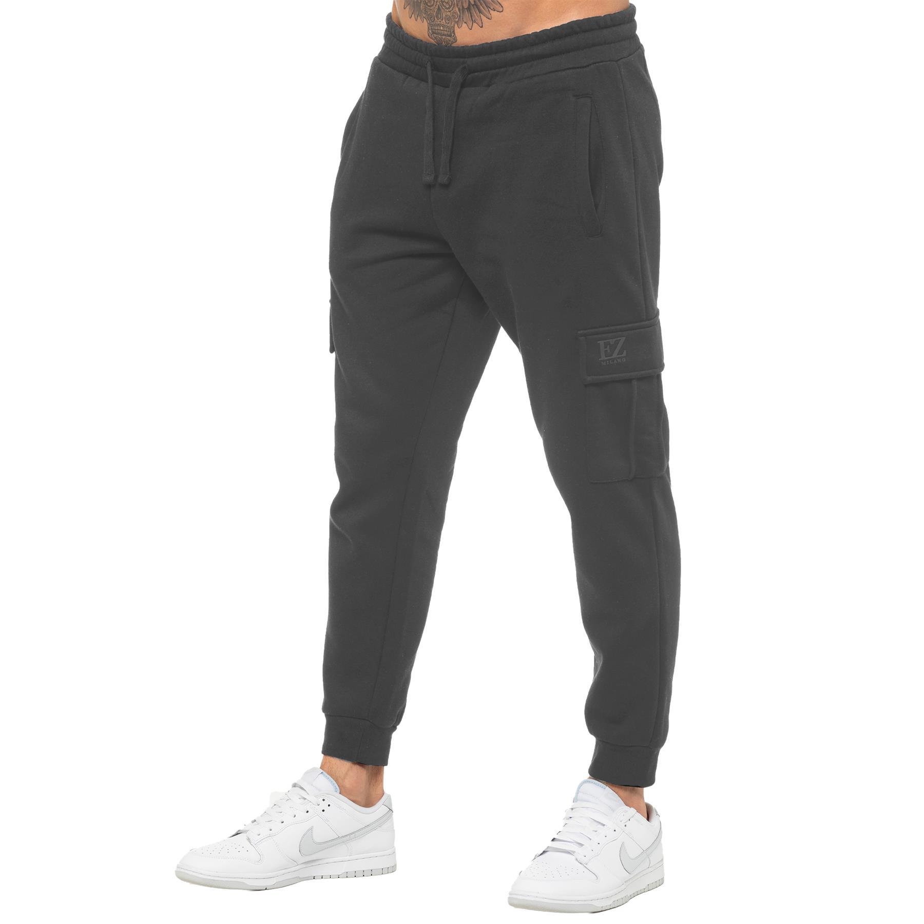 Enzo Mens Joggers Cargo Regular Fit Fleece Adjustable Waist Casual Sweatpants - Picture 34 of 65