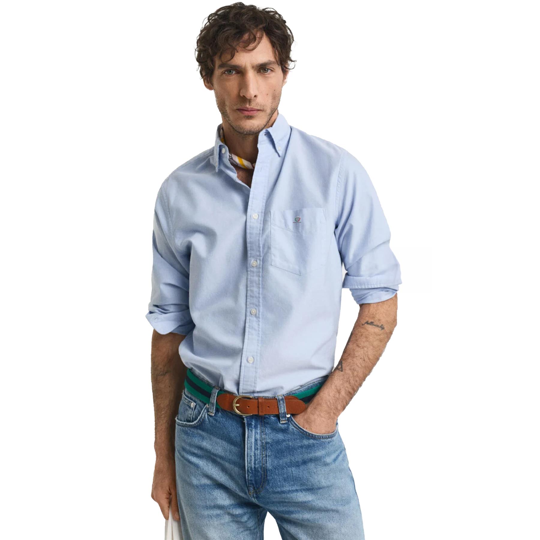 Enzo Mens Long Sleeve Shirt Casual Cotton Regular Fit Embroidered Logo Shirts - Picture 16 of 53