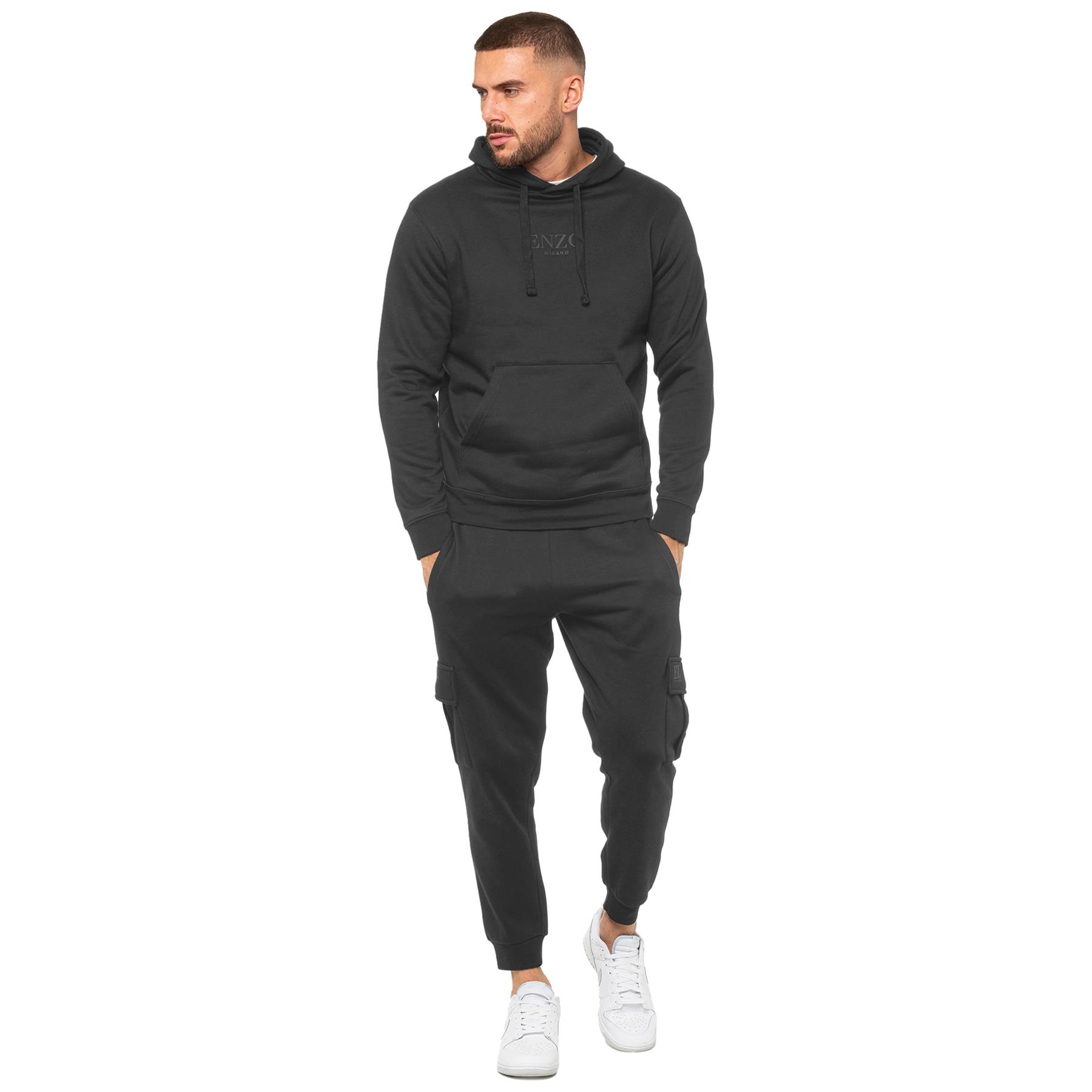 Enzo Mens Tracksuit Set Zip Regular Fit Hoodie Cuffed Joggers Casual 2pc Suit - Picture 73 of 107