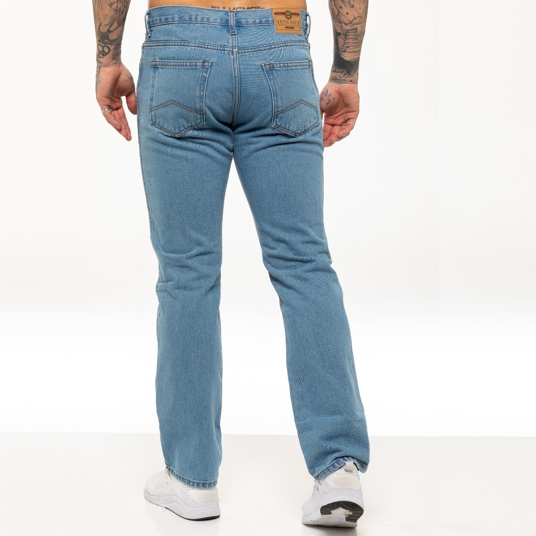 Kruze Mens Jeans Straight Leg Denim Trousers Regular Casual Work Pants UK Sizes - Picture 12 of 25