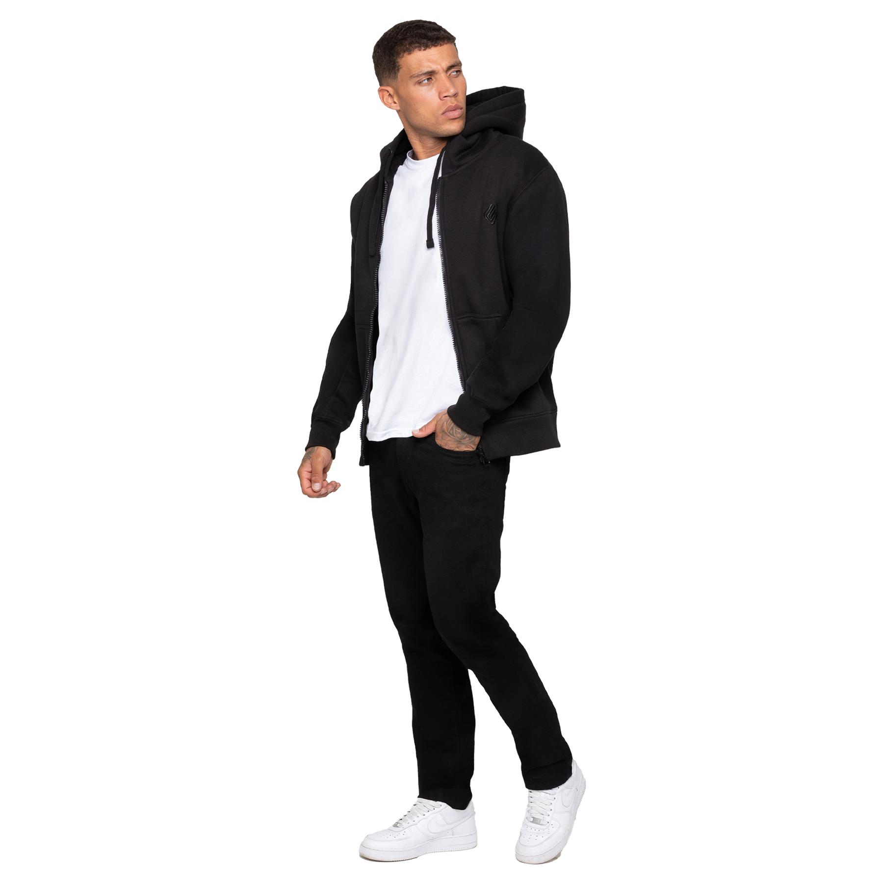 Enzo Mens Sherpa Fleece Hoodie Jacket Plain Borg Lined Hooded Zipper Sweatshirt - Picture 9 of 16