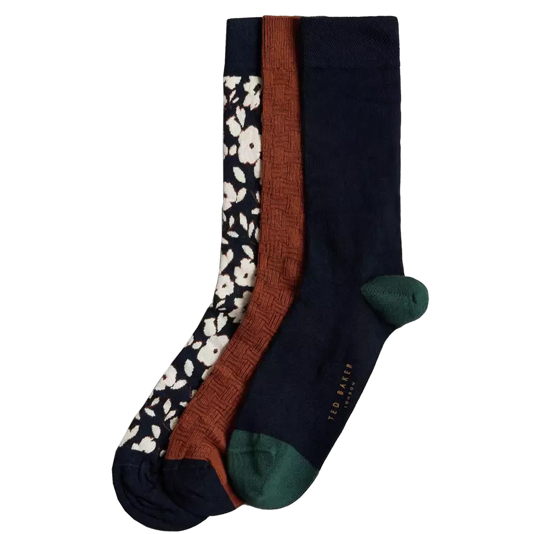 Ted Baker Mens Socks 3 Pairs Casual Cotton Rich Designer Gift Box Sock - Picture 2 of 34