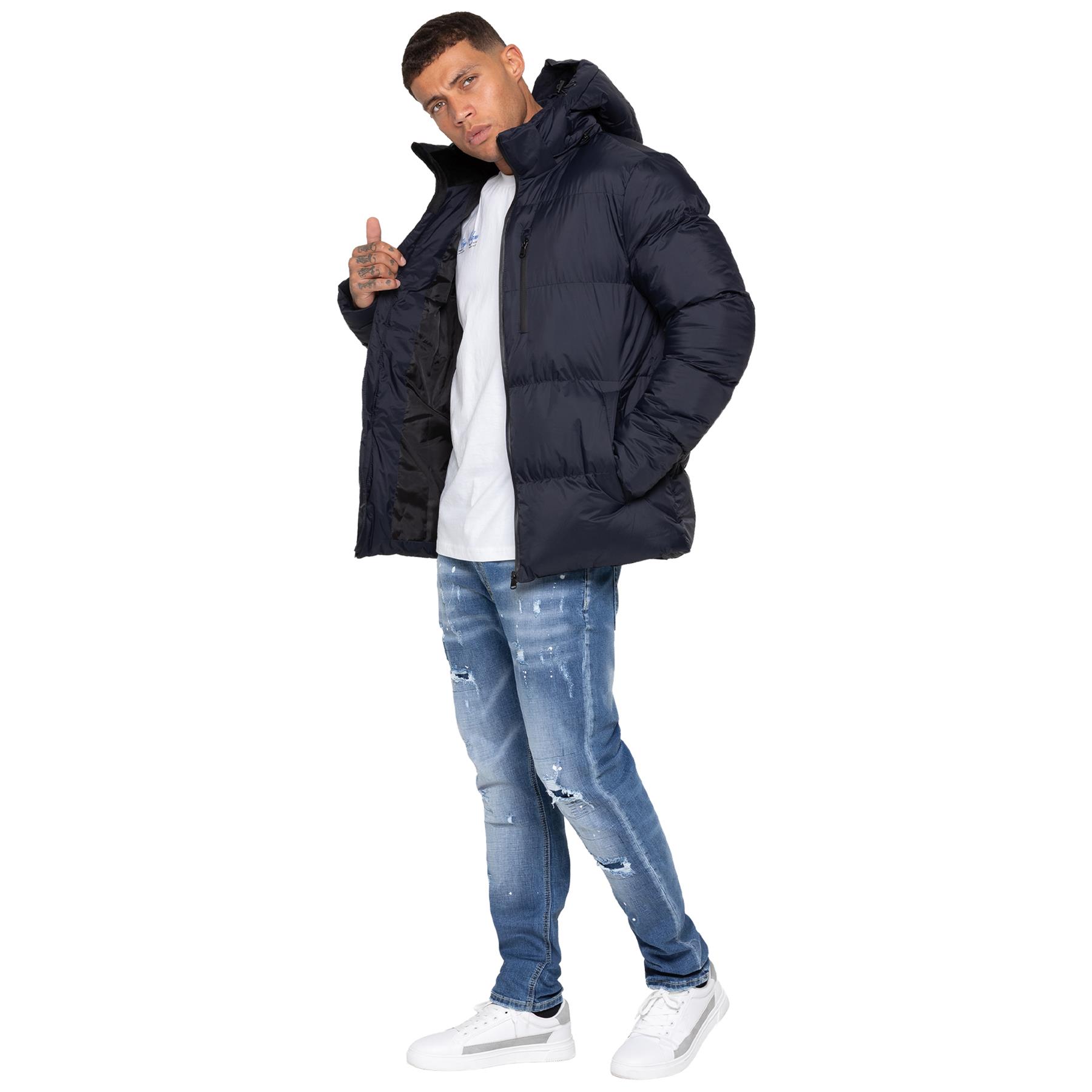 Kruze Hombre Chaqueta Acolchada Impermeable Invierno Suave Cálido Casual Capucha - Picture 27 of 28