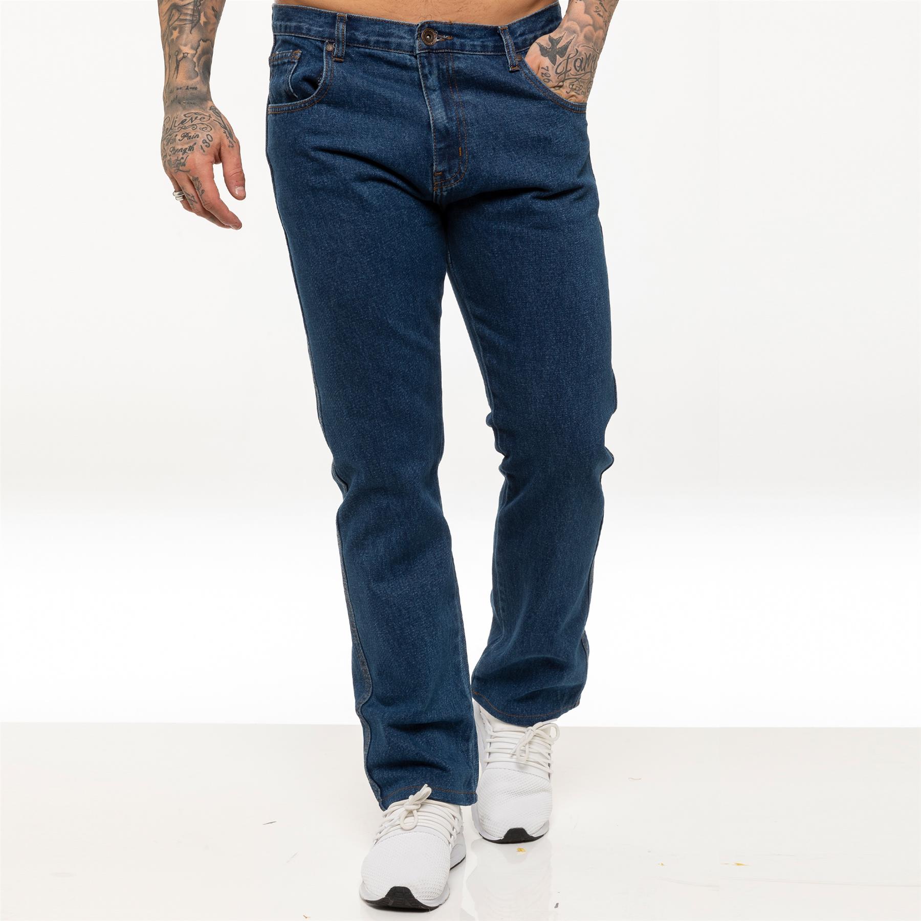 Kruze Mens Jeans Straight Leg Denim Trousers Regular Casual Work Pants UK Sizes - Picture 16 of 25
