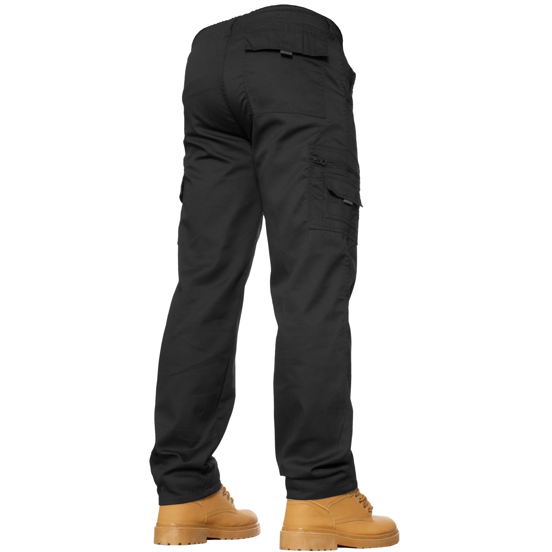 Kruze Mens Designer Chinos Cargo Combat Trousers Elasticated Pants All