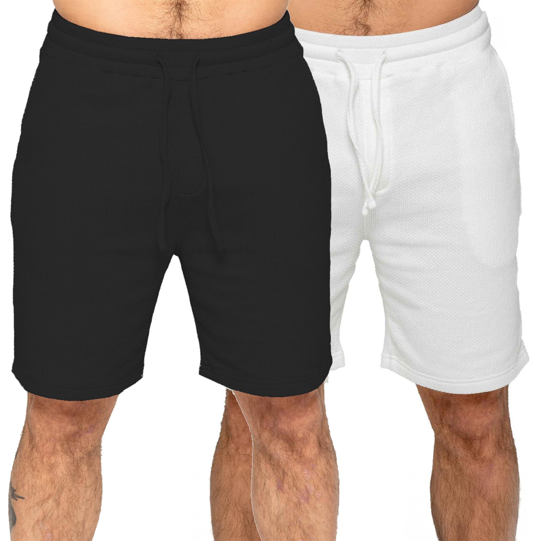 Mens Enzo Shorts Waffle Knit Elasticated Waist Regular Fit Holiday Half Pants - Picture 19 of 20