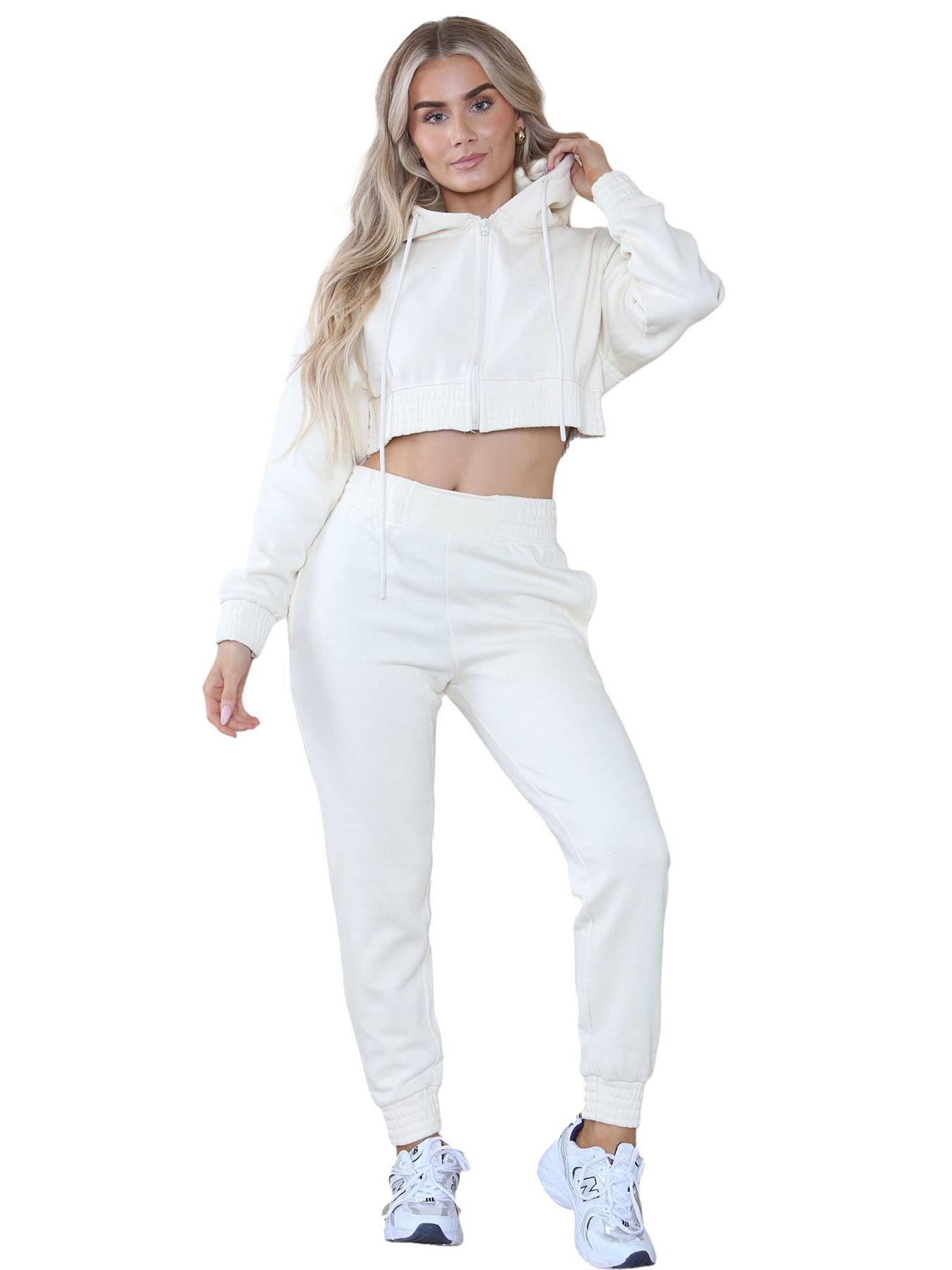 Kruze Womens Tracksuits Sets 2pcs Ladies Crop Zip Hoodie Casual Joggers Suit - Picture 21 of 28
