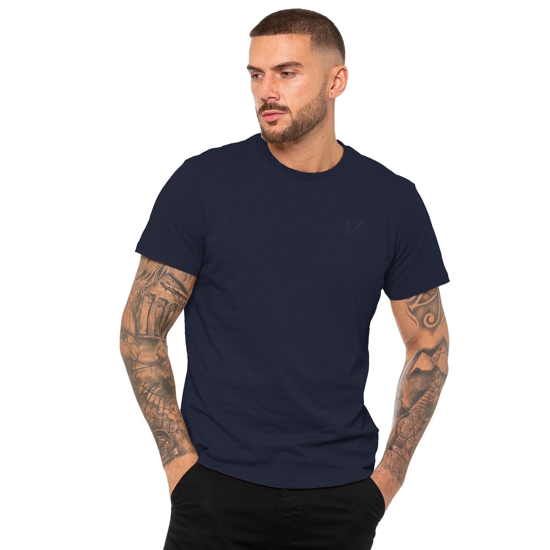 Enzo Mens T Shirt Short Sleeve Top Plain Cotton Crew Neck Casual Shirt - Picture 45 of 71