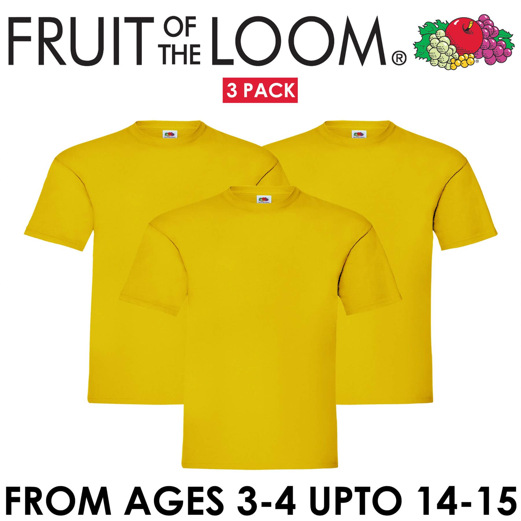 Fruit Of The Loom Children Boys Girls T Shirts Cotton Plain Short Sleeve Tee Top - Picture 19 of 53