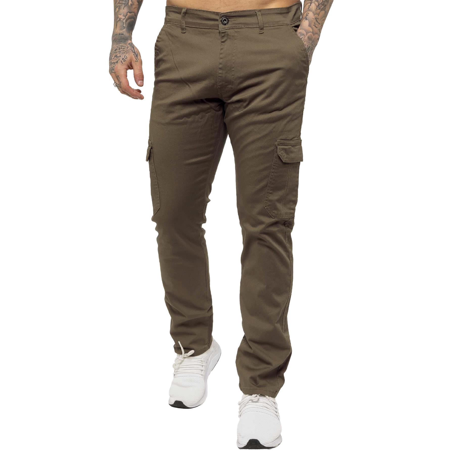 Enzo Mens Cargo Trousers Combat Jeans Slim Fit Casual Cotton Stretch Work Pants - Picture 24 of 27