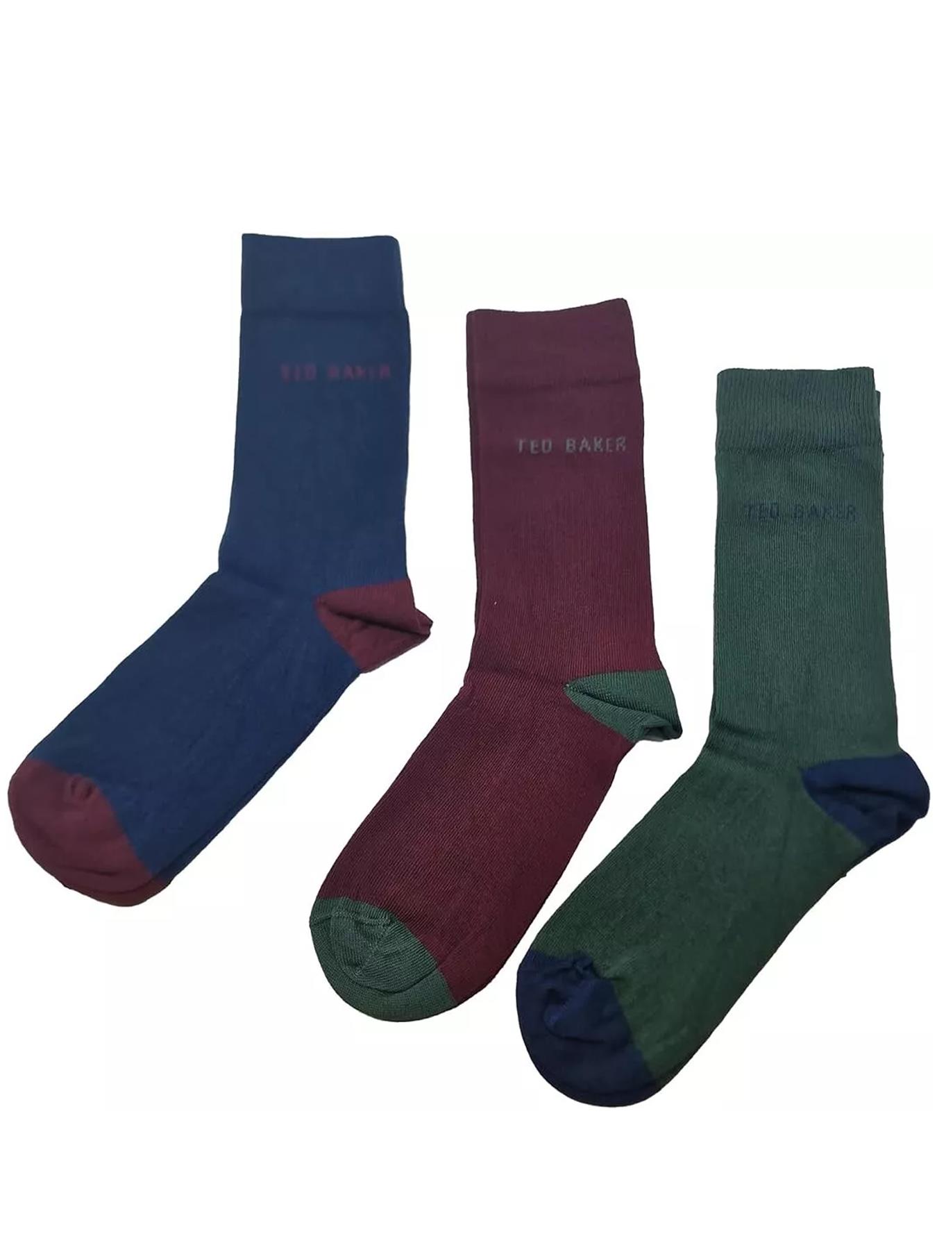 Ted Baker Mens Socks 3 Pairs Casual Cotton Rich Designer Gift Box Sock - Picture 10 of 34