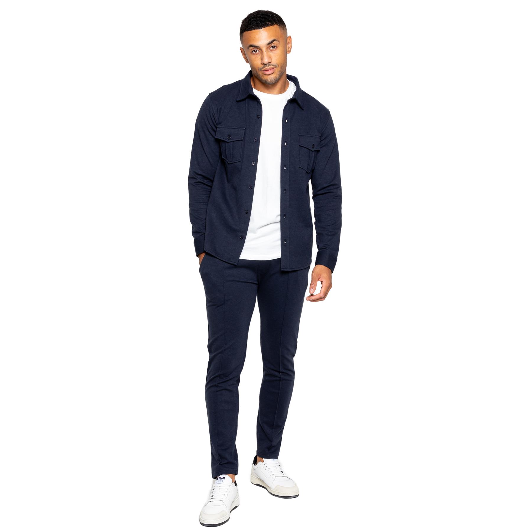 Enzo Mens Tracksuit Casual Overshirt Stretch Joggers Trousers Outfit Set - Picture 21 of 38
