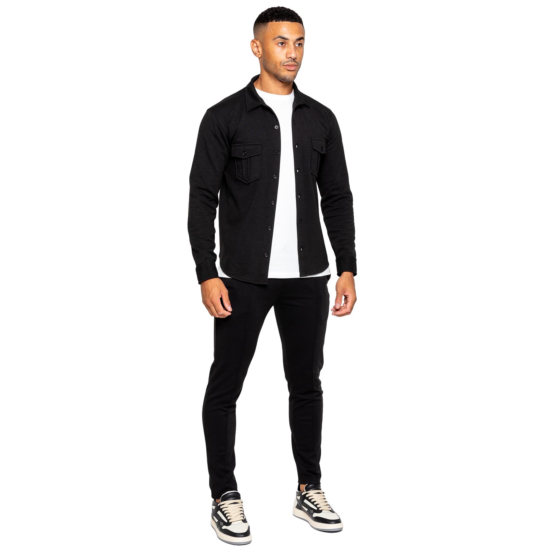 Enzo Mens Tracksuit Casual Overshirt Stretch Joggers Trousers Outfit Set - Picture 2 of 38