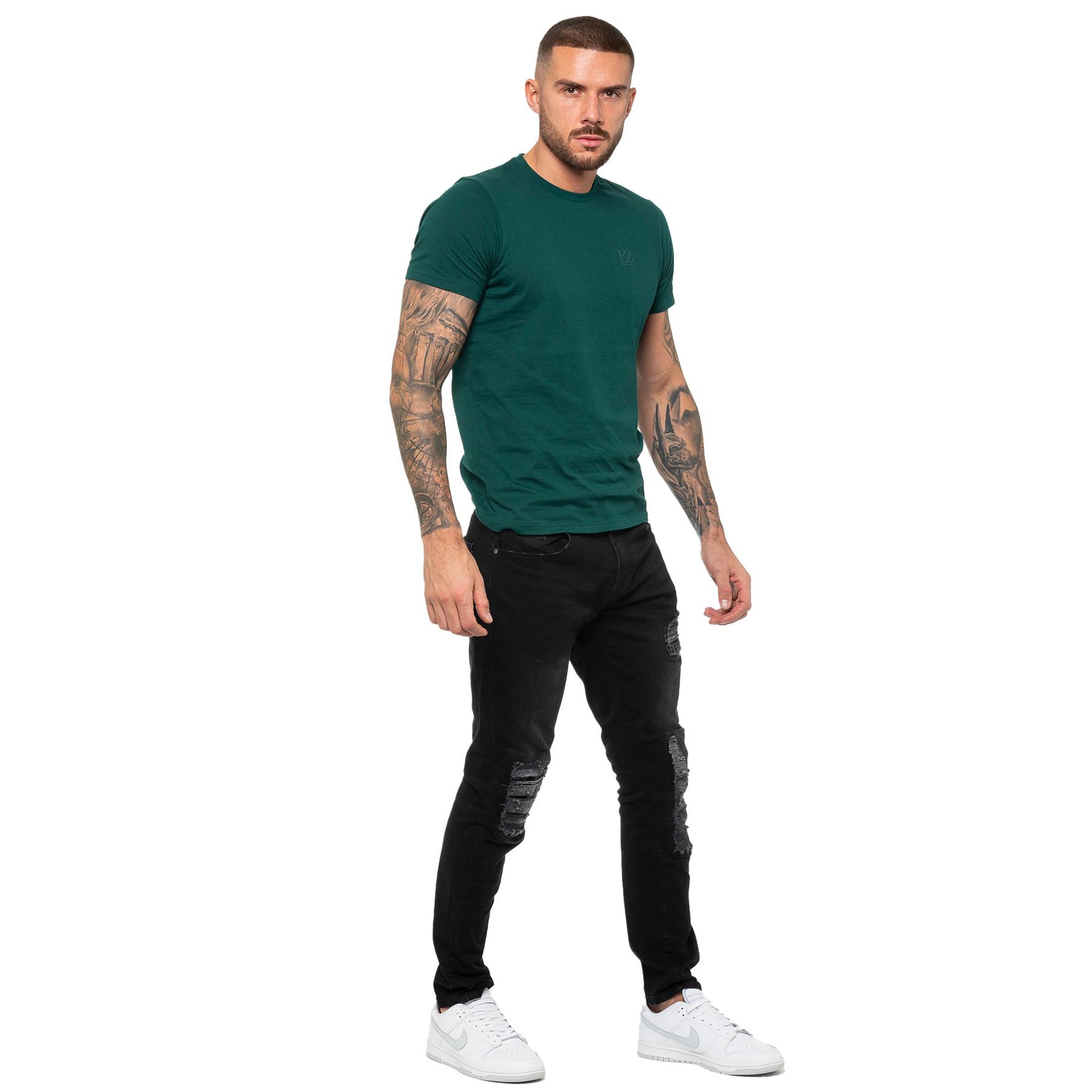Enzo Mens T Shirt Short Sleeve Top Plain Cotton Crew Neck Casual Shirt - Picture 37 of 71