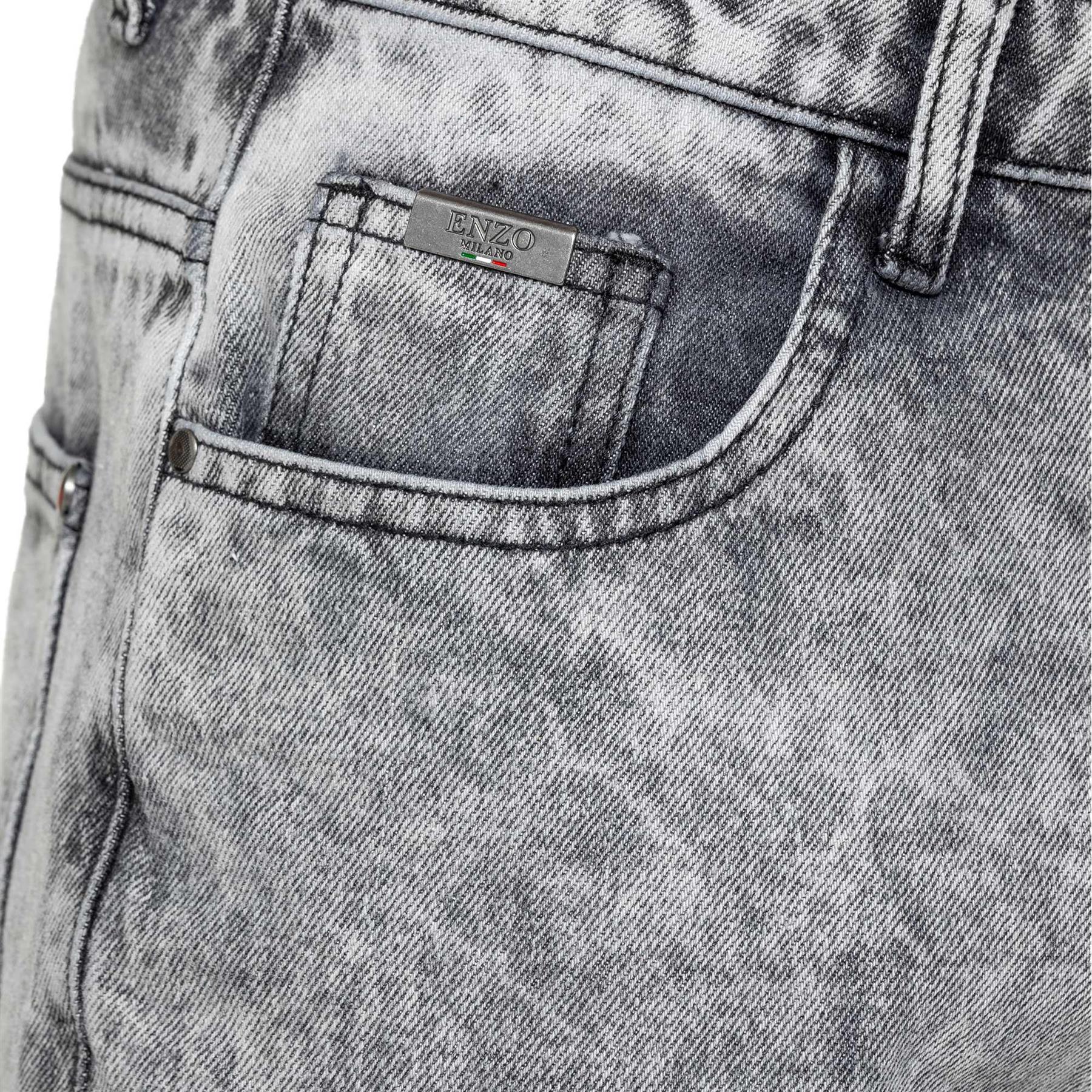 Enzo Mens Carpenter Jeans Regular Fit Straight Leg Casual Mid-rise Pants - Picture 7 of 20
