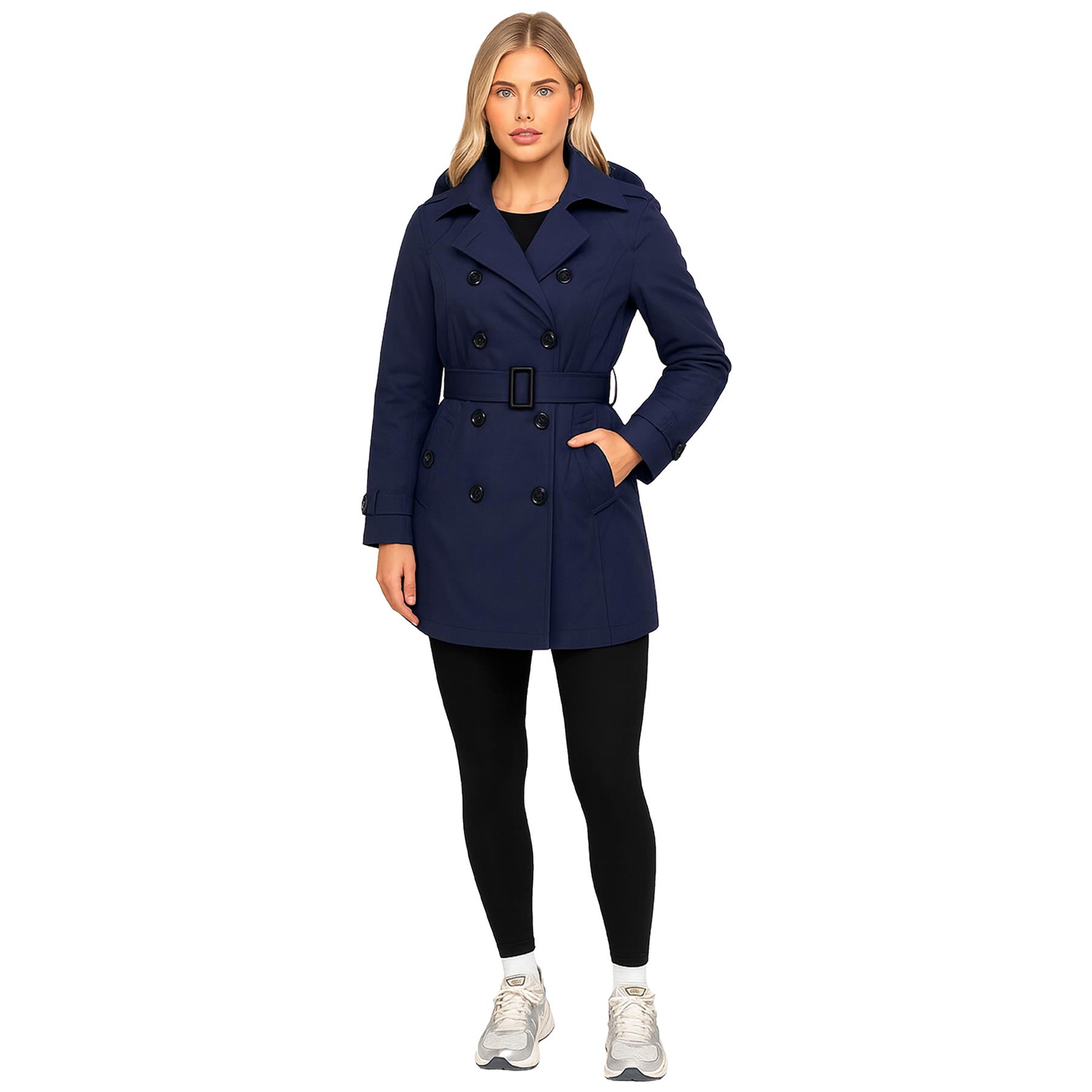 Enzo Damen Trenchcoat Damen Wasserdicht Lange Warme Jacke Mit Knöpfen - Picture 17 of 22