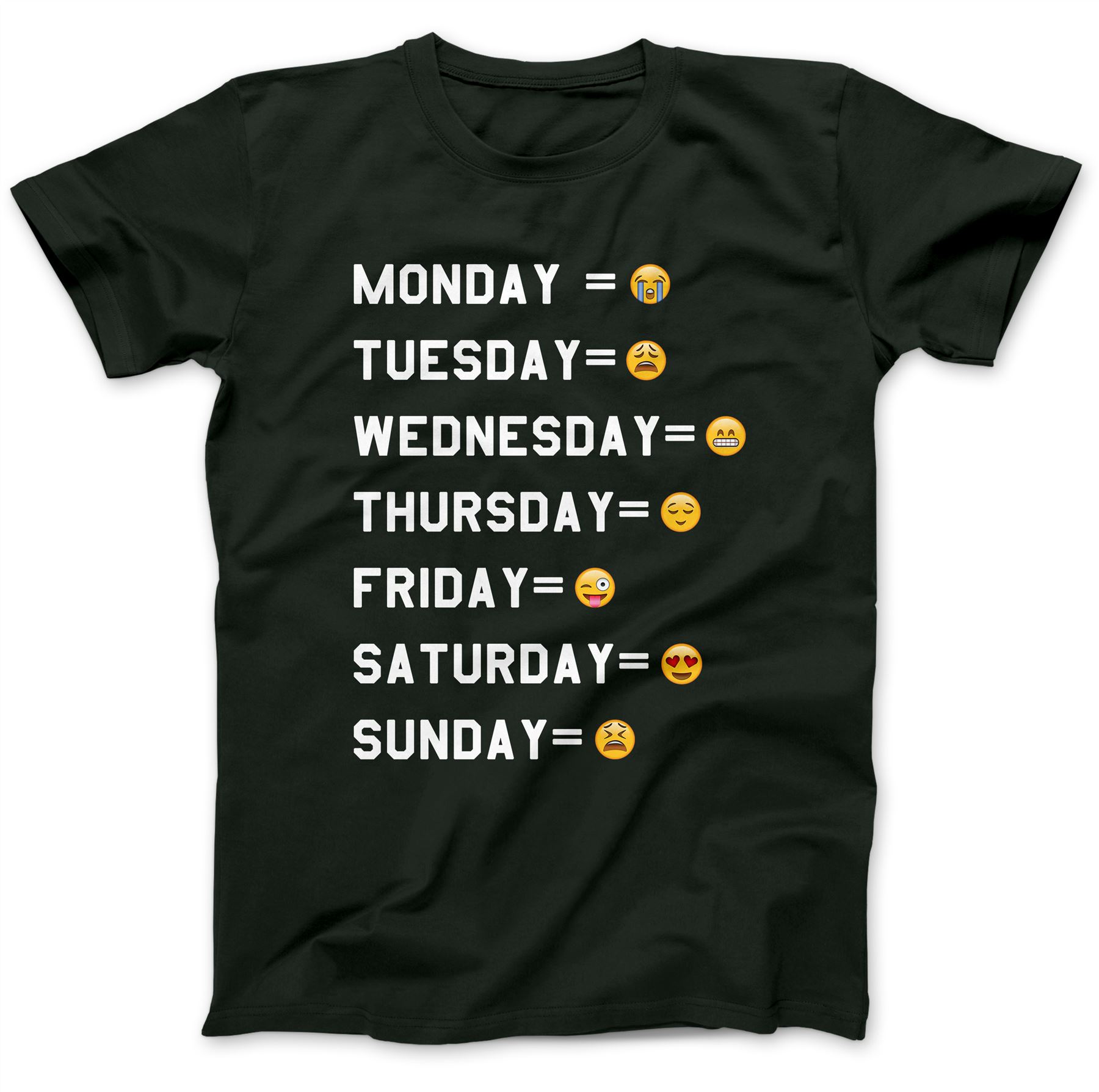 Emoji Emoticons Days Of The Week TShirt 100 Premium Cotton Smiley