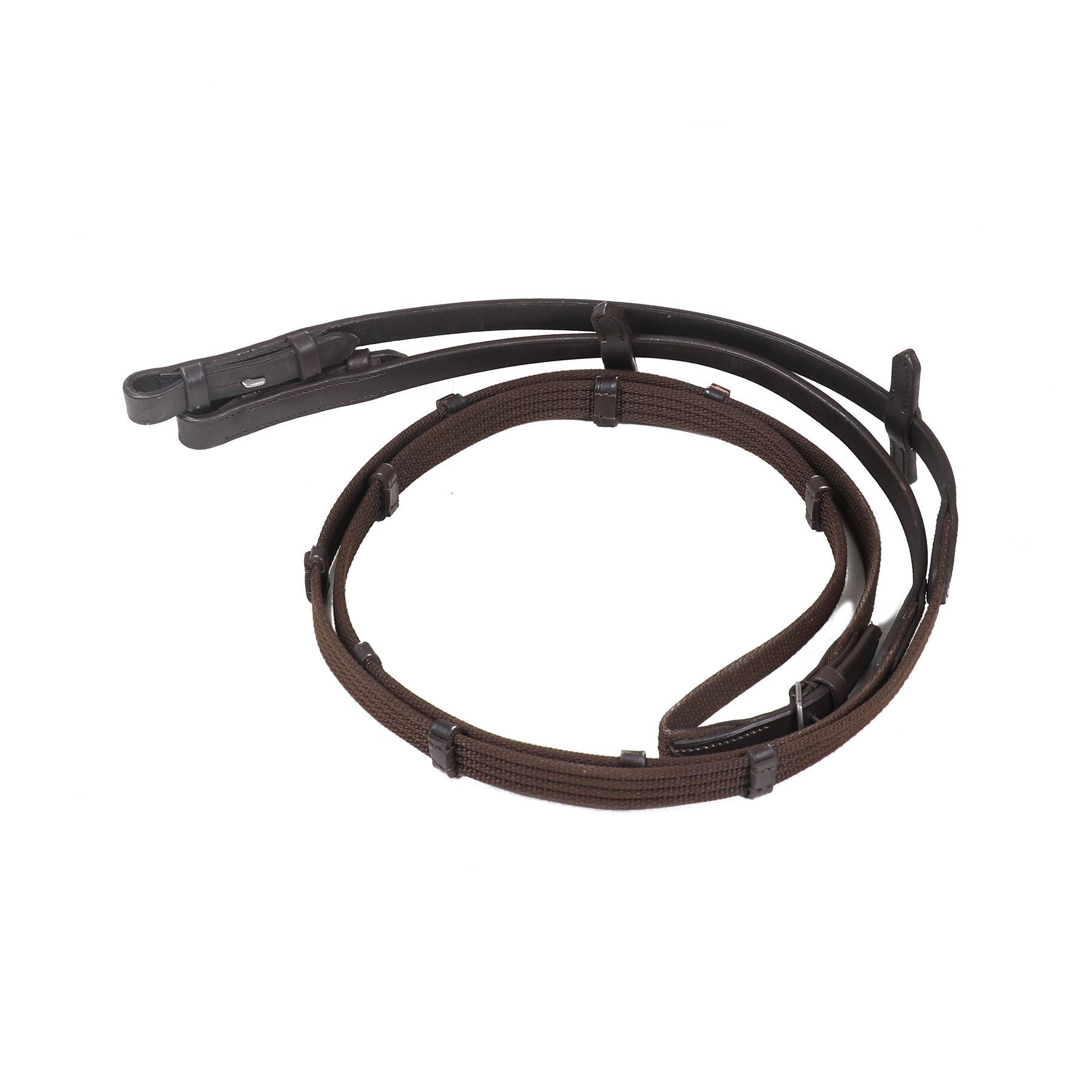 Double Leather Web Continental Reins Knüppel Stops Black Brown Full Cob Pony - Bild 3 von 3