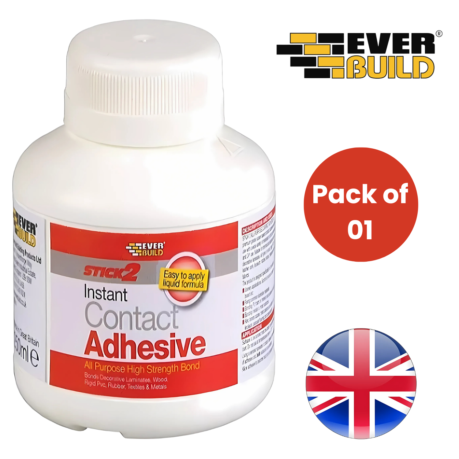 Everbuild Instant Contact Adhesive High Strength Multi-Purpose Glue - 1-6 Packs - Picture 3 of 10