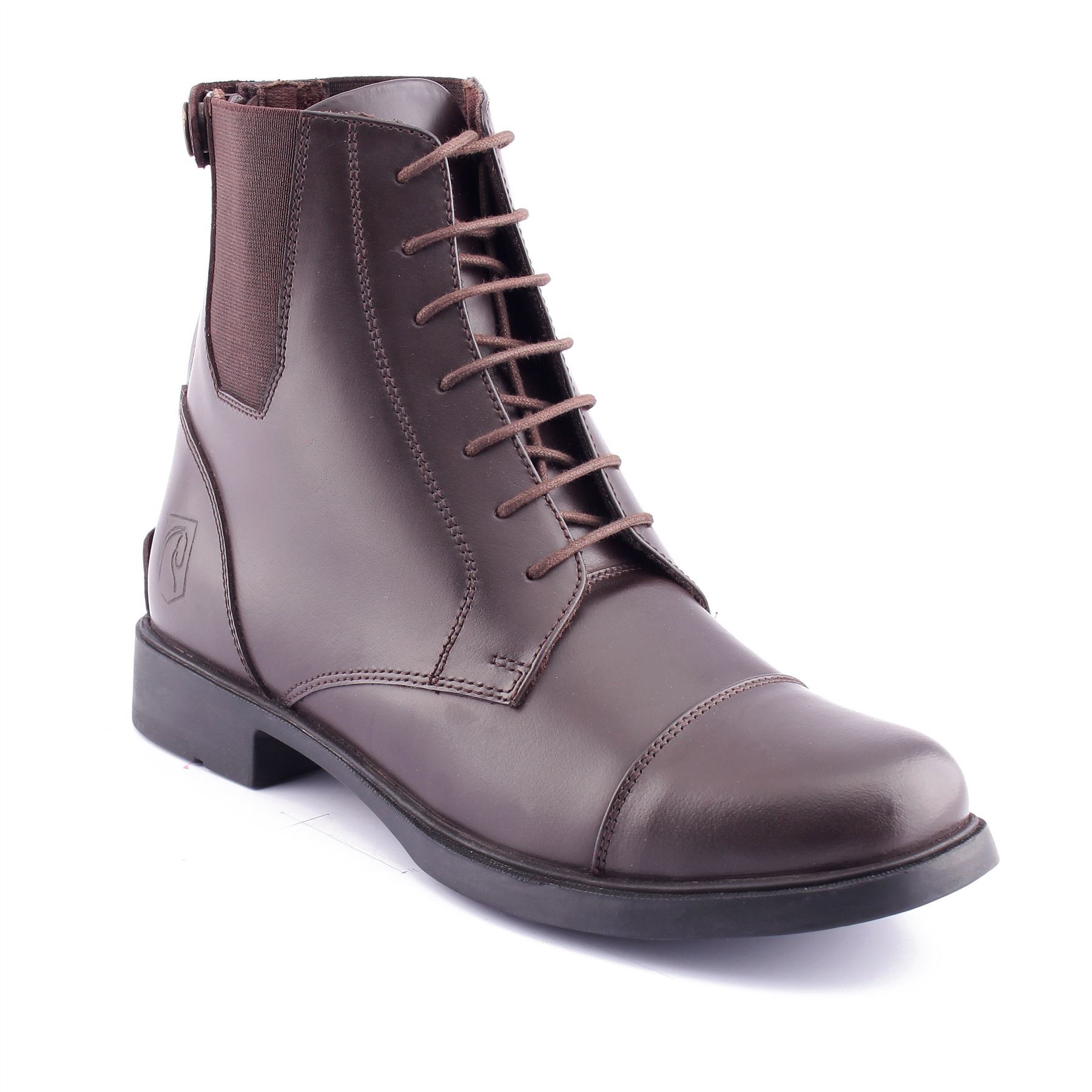 Schnürleder mit Reißverschluss Erwachsene Reitstiefel stabil Hof schwarz braun UK Größe - Bild 10 von 11