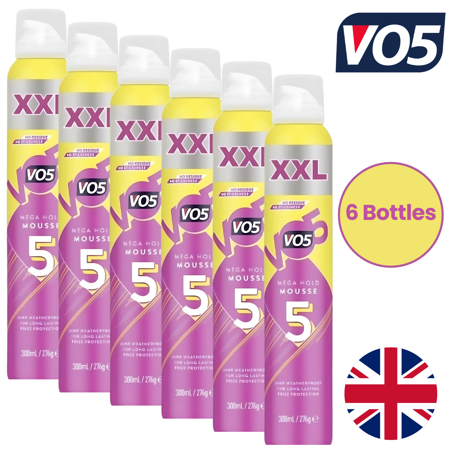 VO5 Mega Hold XXL Mousse Extra Strong Hair Styling Foam Frizz Control - 300ml - Picture 7 of 7