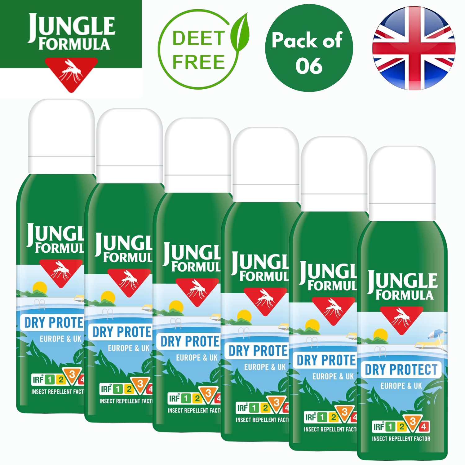 Jungle Formula Dry Protect Insect Repellent Spray Up to 7 Hours -Pack of 1 to 6 - Picture 31 of 36