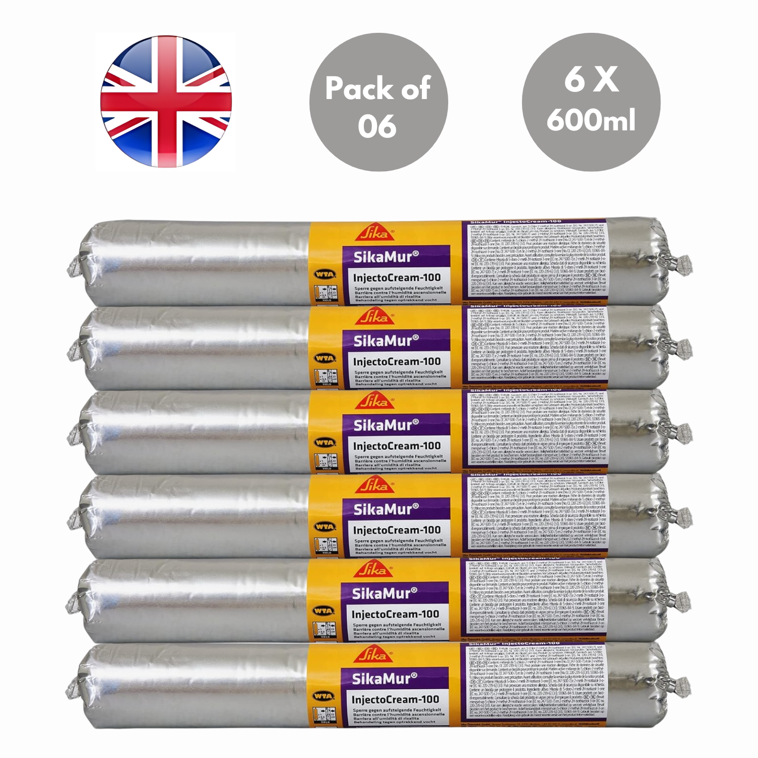 SikaMur InjectoCream 100 Moisture Insulation White 600ml - Pack of 1 to 12 - Picture 10 of 11