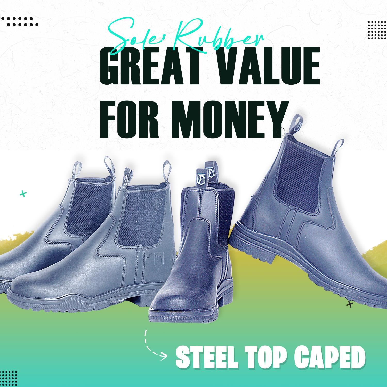 Steel Toe Jodhpur Leather Black Brown Boots Adults Childs Horse Riding Yard 3-13 - Picture 9 of 13