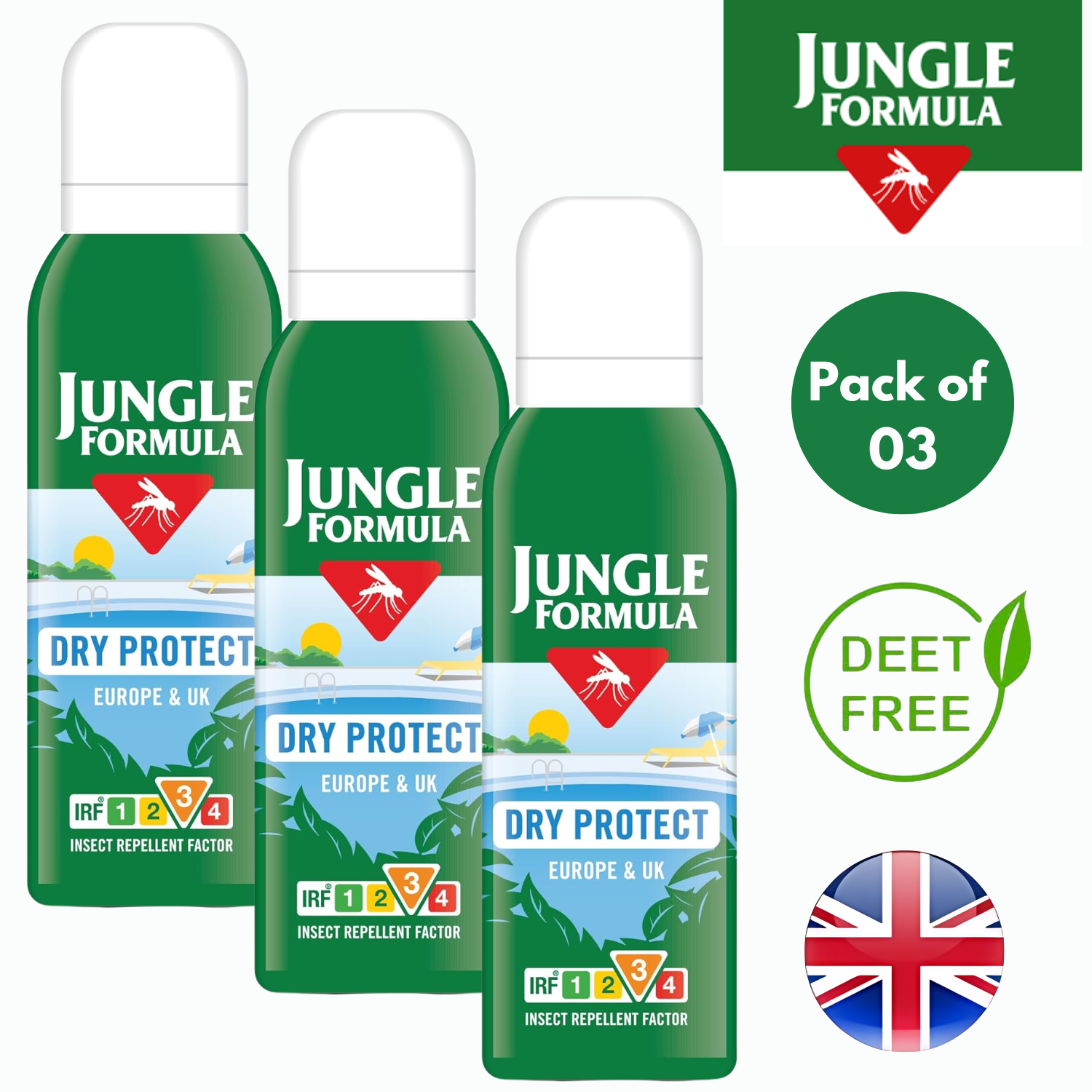 Jungle Formula Dry Protect Insect Repellent Spray Up to 7 Hours -Pack of 1 to 6 - Picture 19 of 36