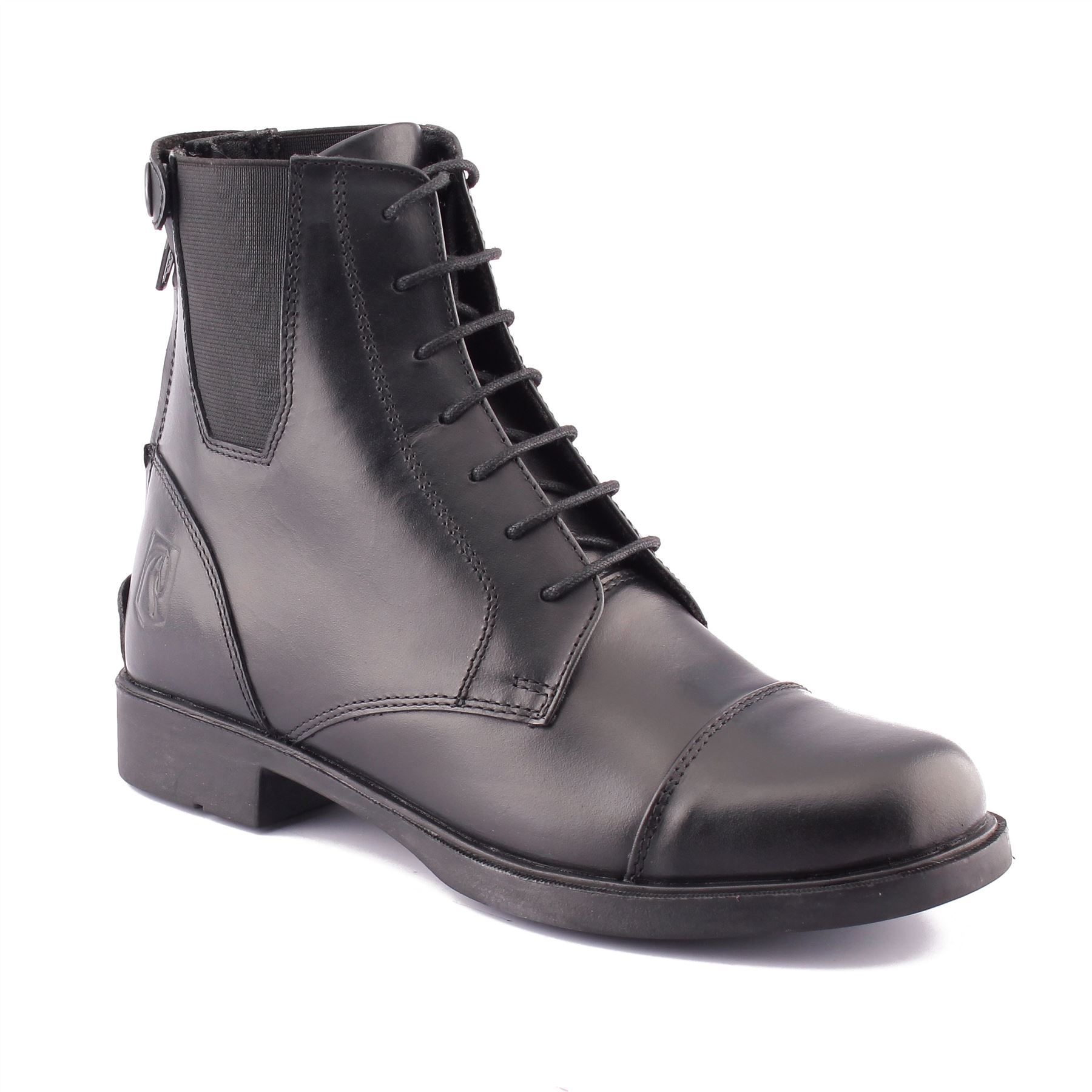 Schnürleder mit Reißverschluss Erwachsene Reitstiefel stabil Hof schwarz braun UK Größe - Bild 9 von 11