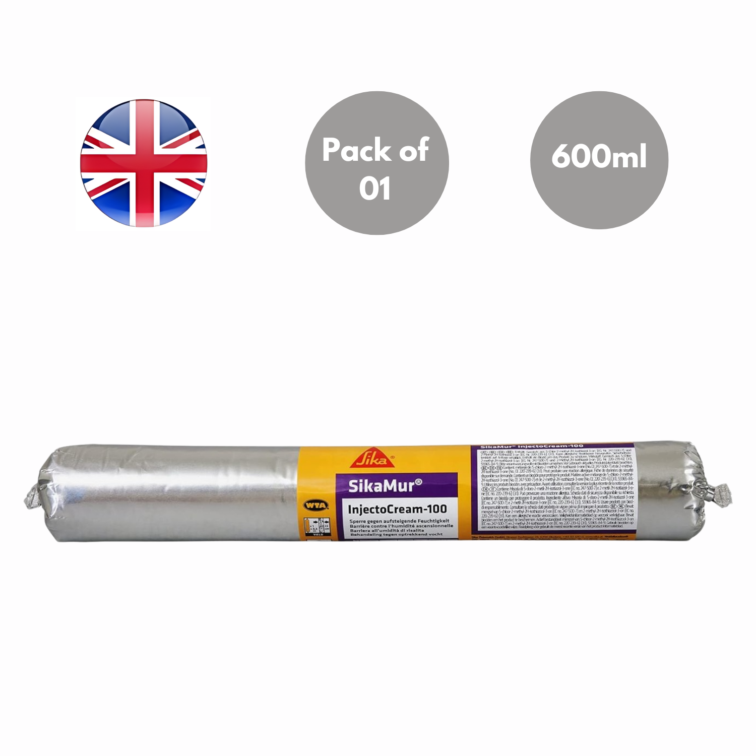 SikaMur InjectoCream 100 Moisture Insulation White 600ml - Pack of 1 to 12 - Picture 7 of 11