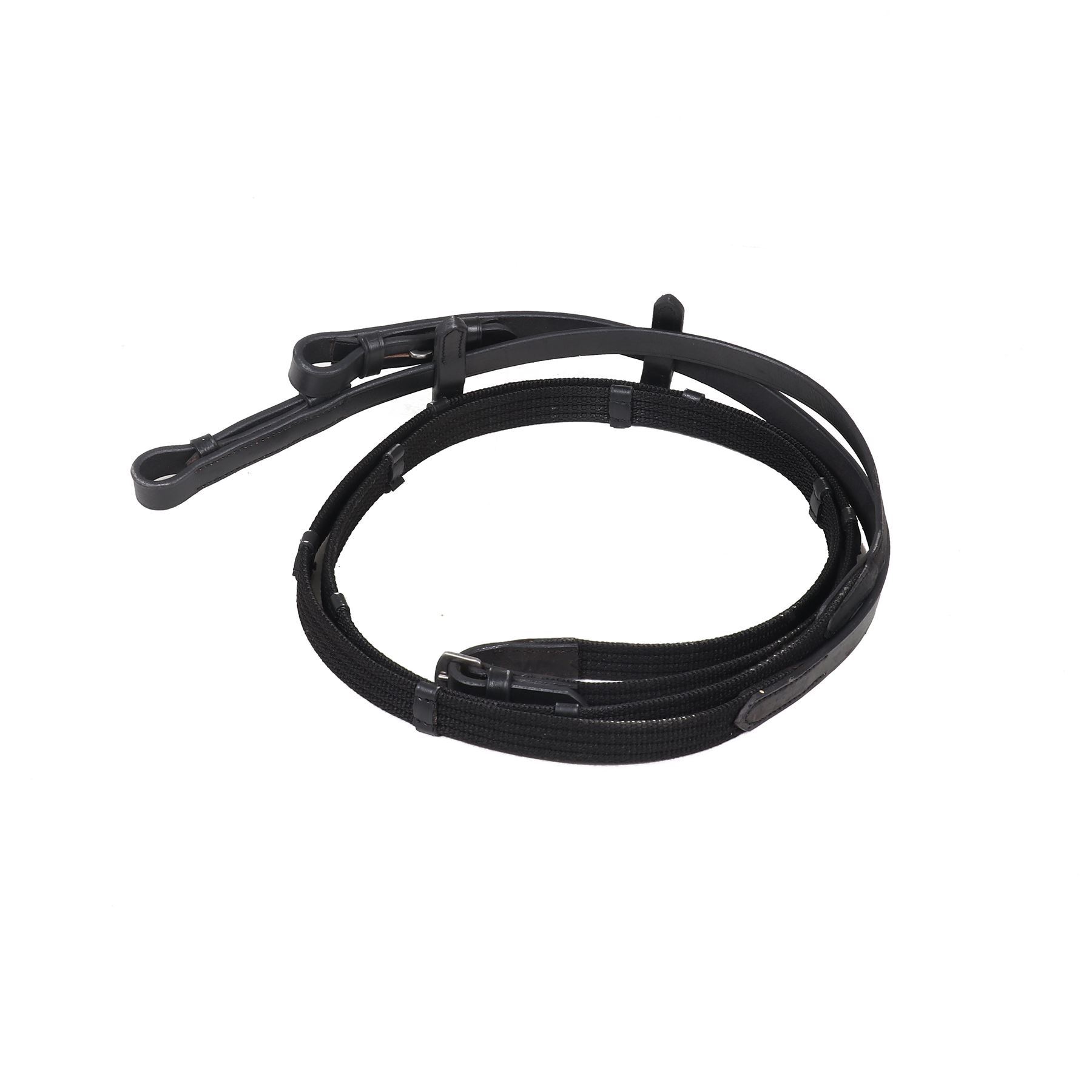Double Leather Web Continental Reins Knüppel Stops Black Brown Full Cob Pony - Bild 2 von 3