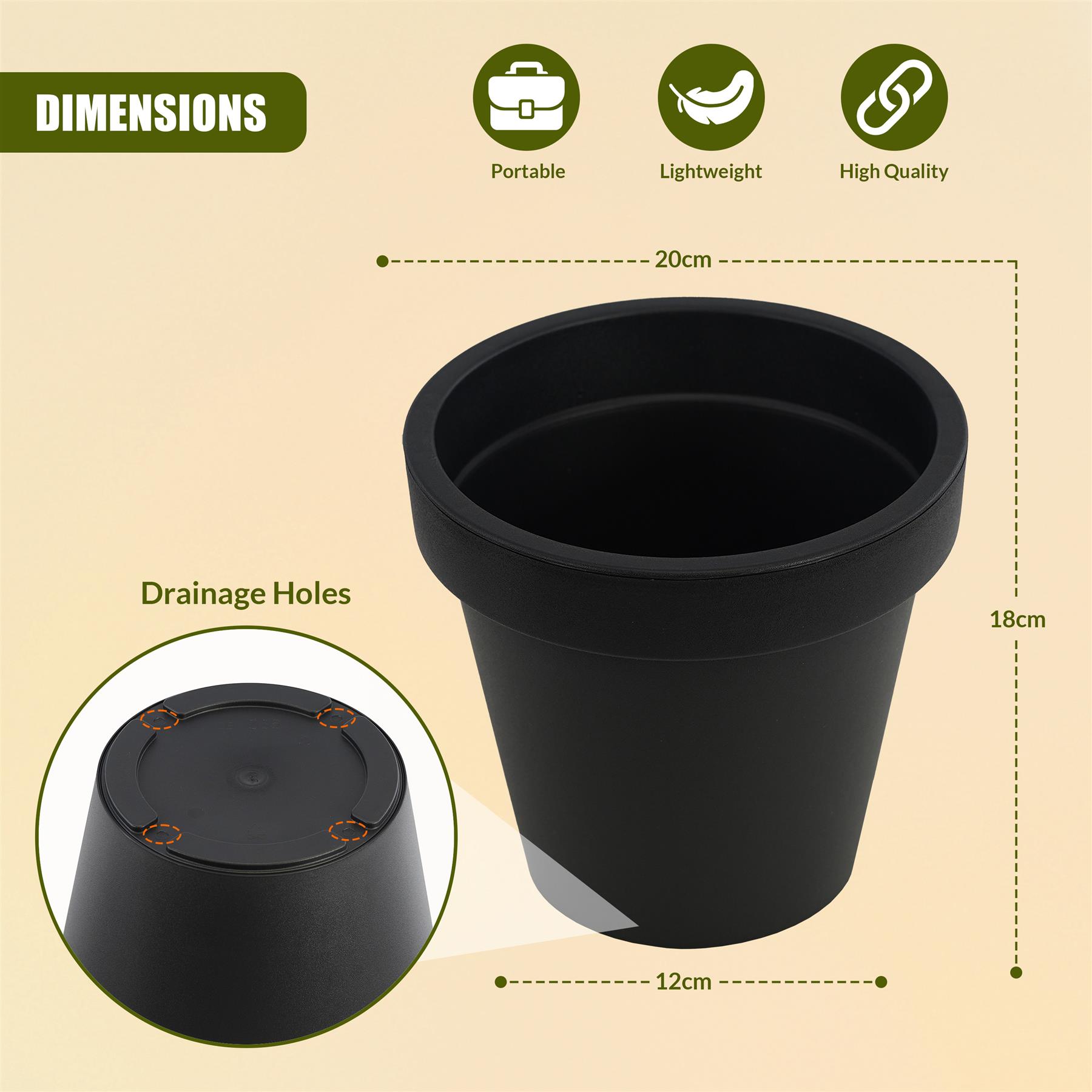 Anthracite Round Flower Pot Planter Garden Plant Pot Indoor Outdoor Container - Produktbild 4