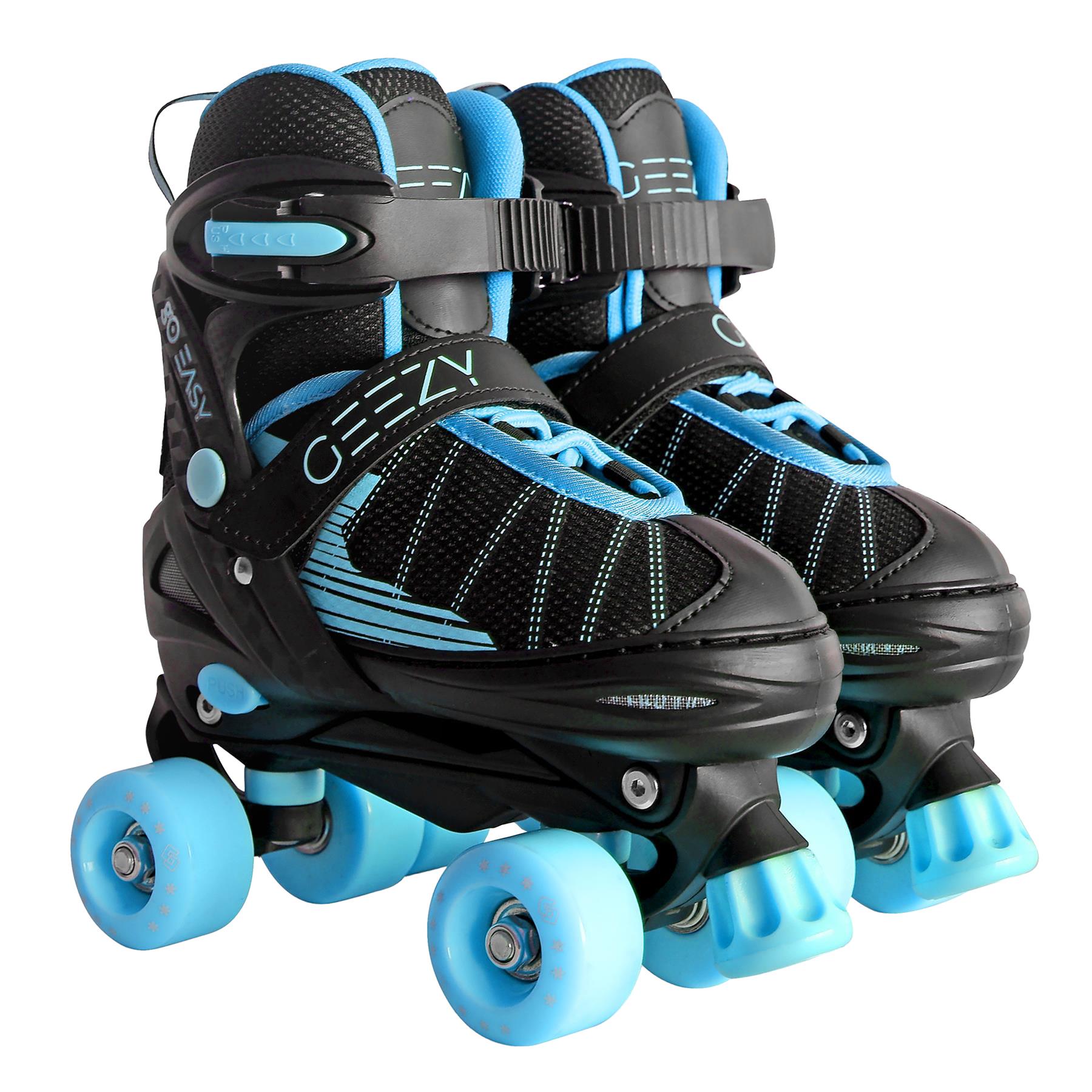 Adjustable Black & Blue Roller Skates with 4 Wheels for Beginner Boys Girls Kids - Picture 15 of 28