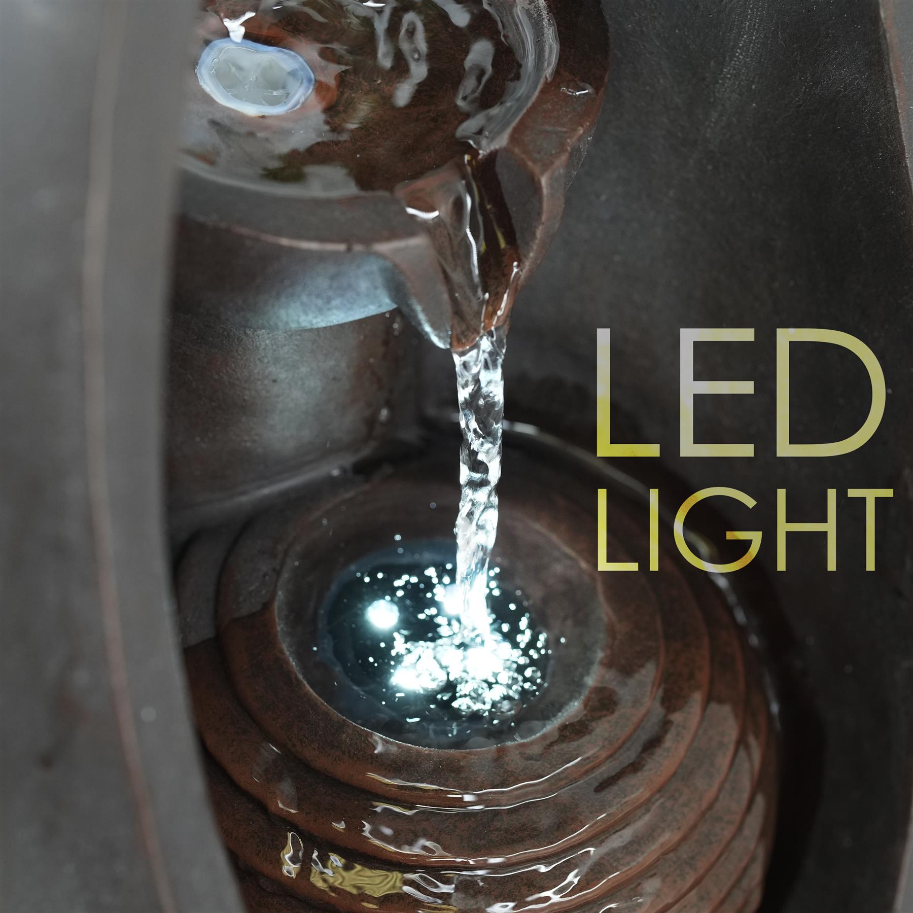 Indoor Outdoor Polyresin Water Fountain Feature LED Lights Garden Statues Decor - Produktbild 2