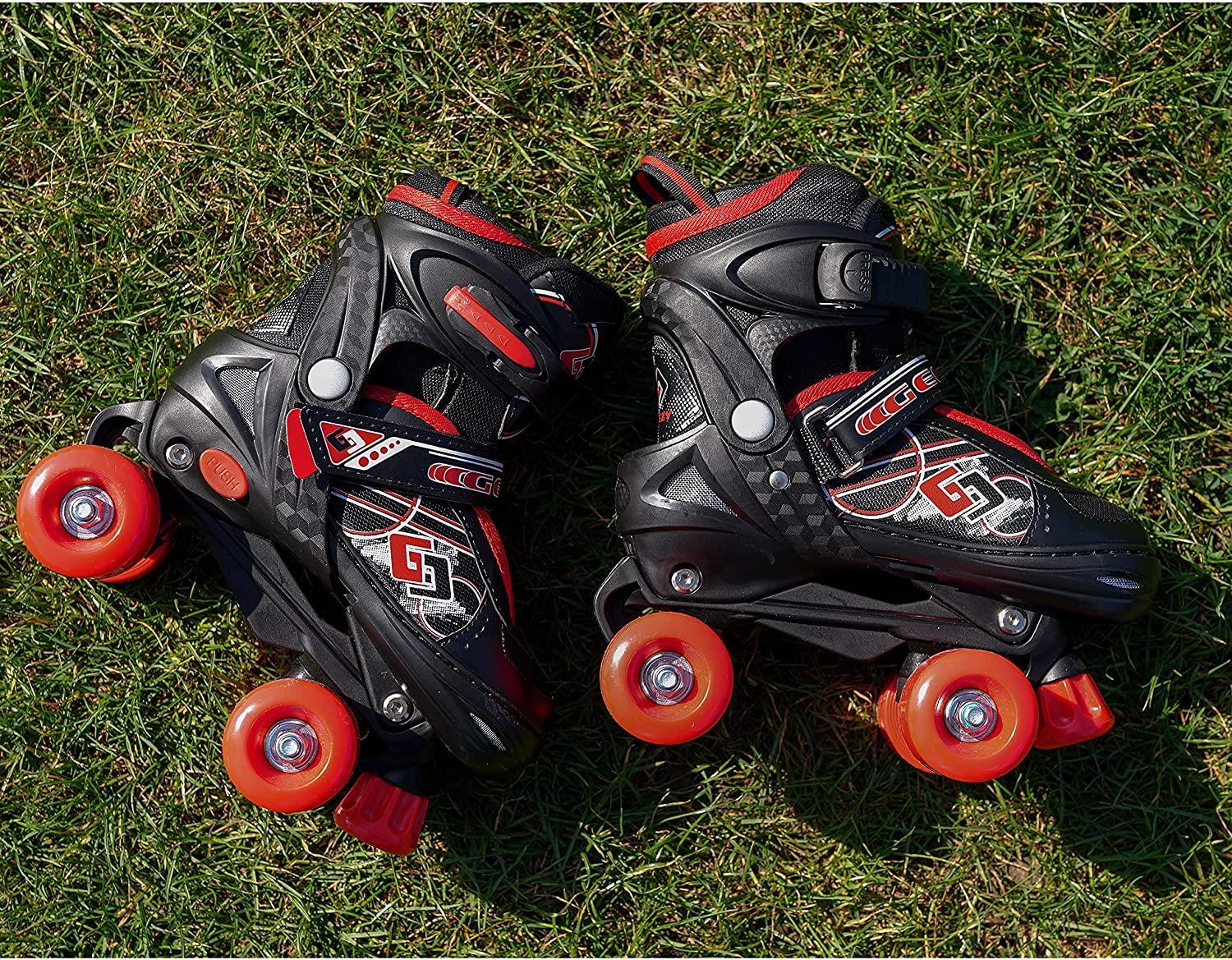 Kids Adjustable 4 Wheel Red Quad Roller Skates For Girls & Boys Adjustable Sizes - Picture 27 of 28