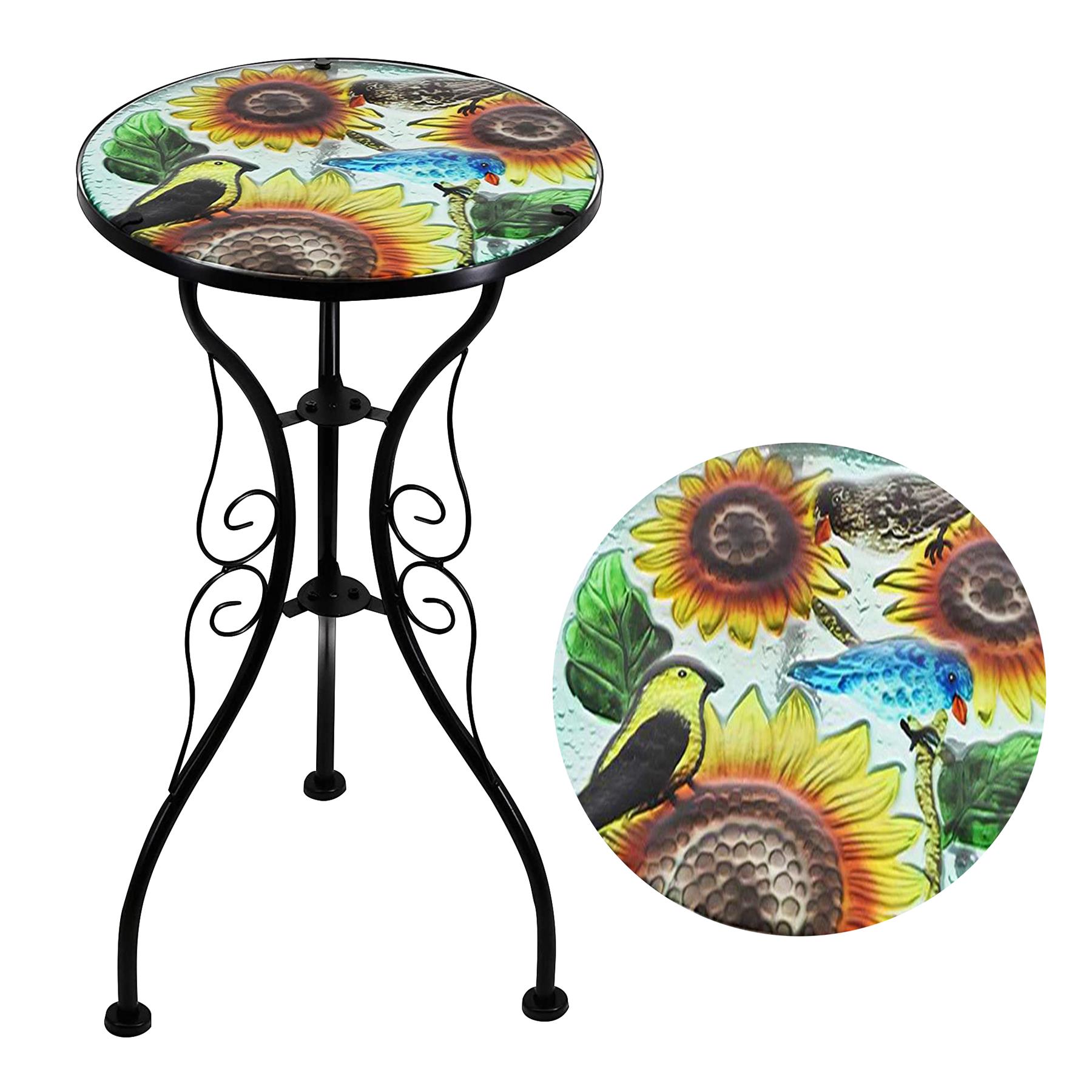 Iron/Glass Round Side Coffee Patio Table Mosaic Design Garden Flower Plant Stand - Picture 68 of 76