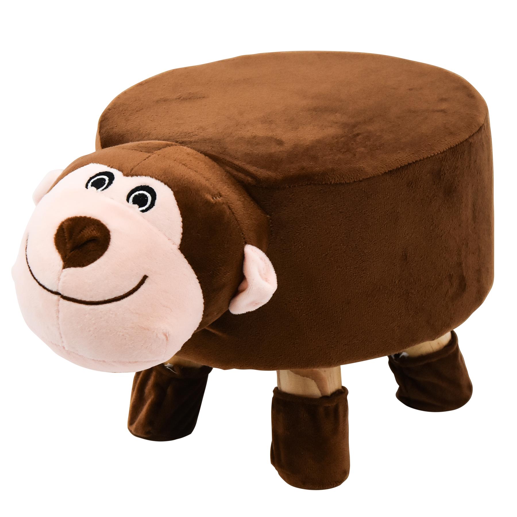 KIDS ANIMAL FOOTSTOOL Cushion Padded Seat Rest Foot Stool Wooden Round
