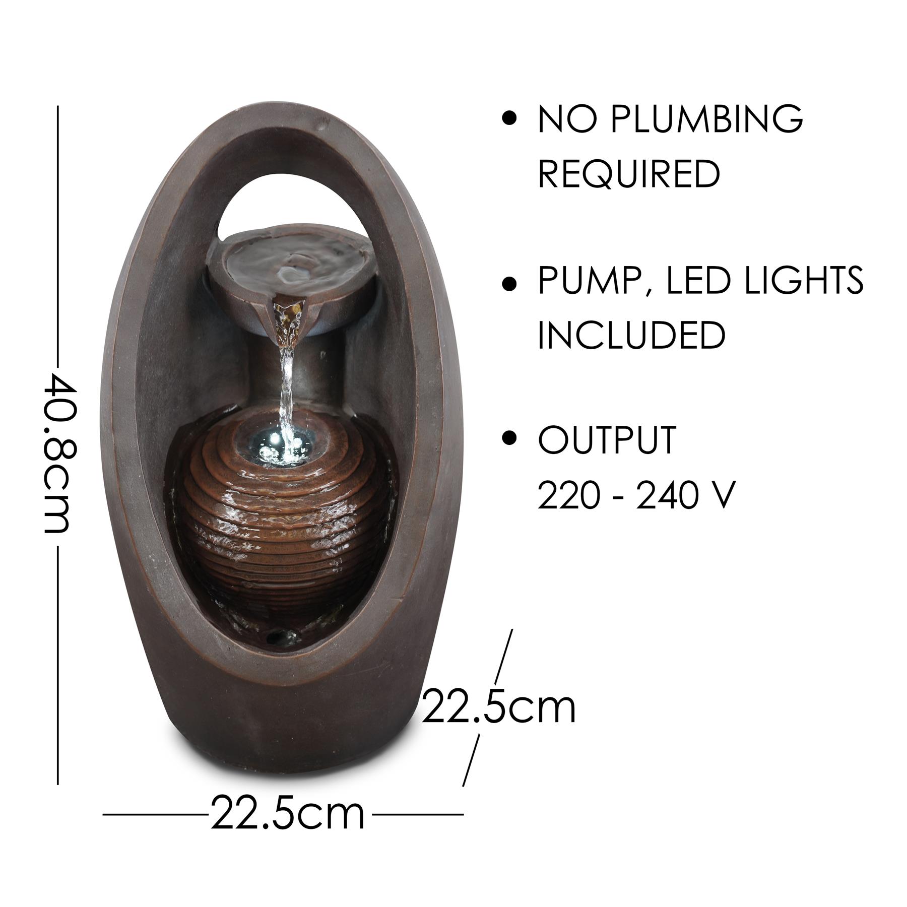 Indoor Outdoor Polyresin Water Fountain Feature LED Lights Garden Statues Decor - Produktbild 4