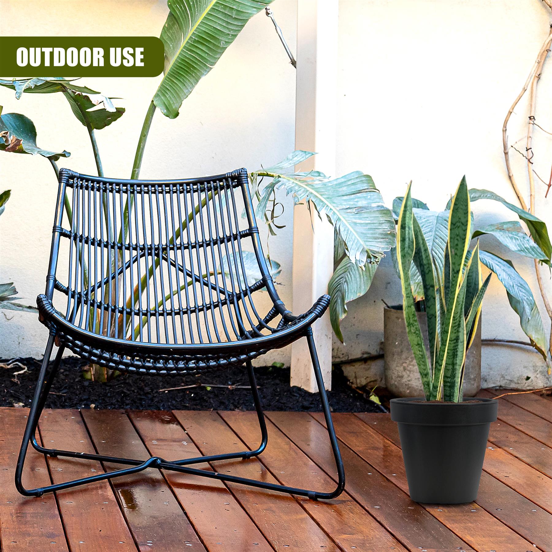 Anthracite Round Flower Pot Planter Garden Plant Pot Indoor Outdoor Container - Produktbild 2