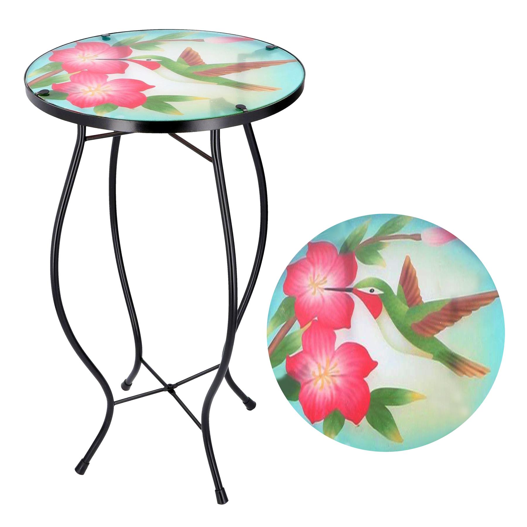 Iron/Glass Round Side Coffee Patio Table Mosaic Design Garden Flower Plant Stand - Picture 12 of 76