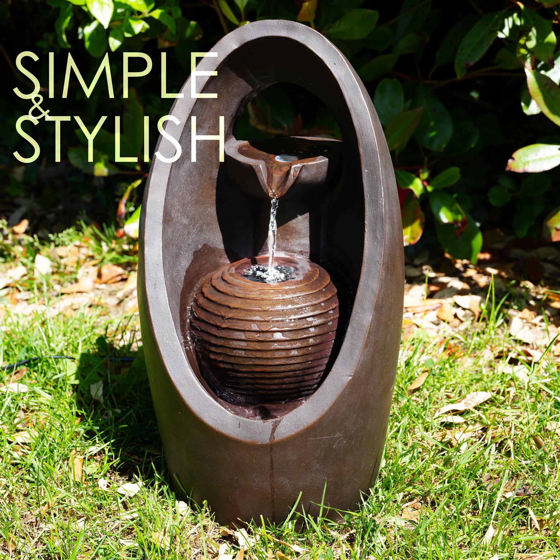 Indoor Outdoor Polyresin Water Fountain Feature LED Lights Garden Statues Decor - Produktbild 3
