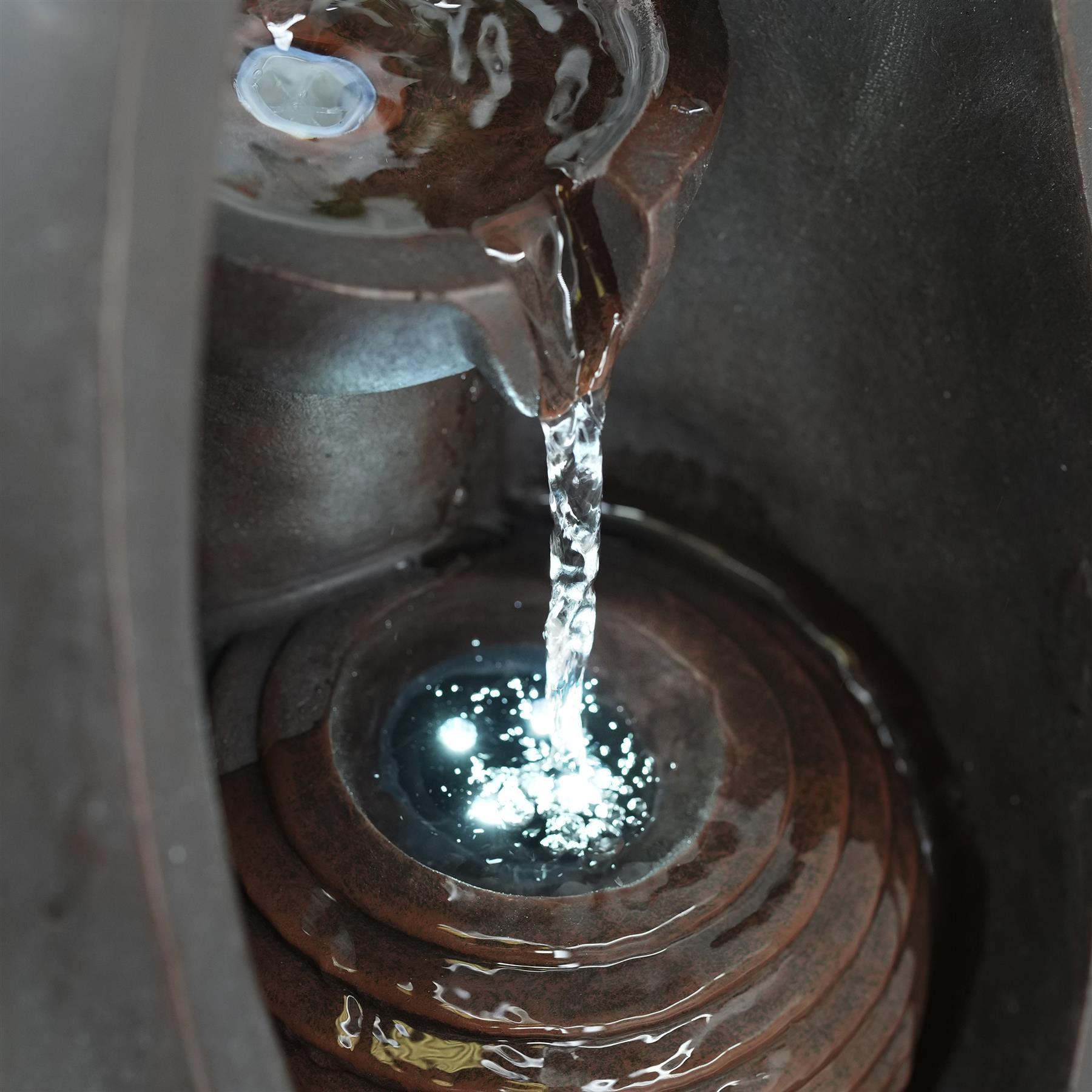 Indoor Outdoor Polyresin Water Fountain Feature LED Lights Garden Statues Decor - Produktbild 8