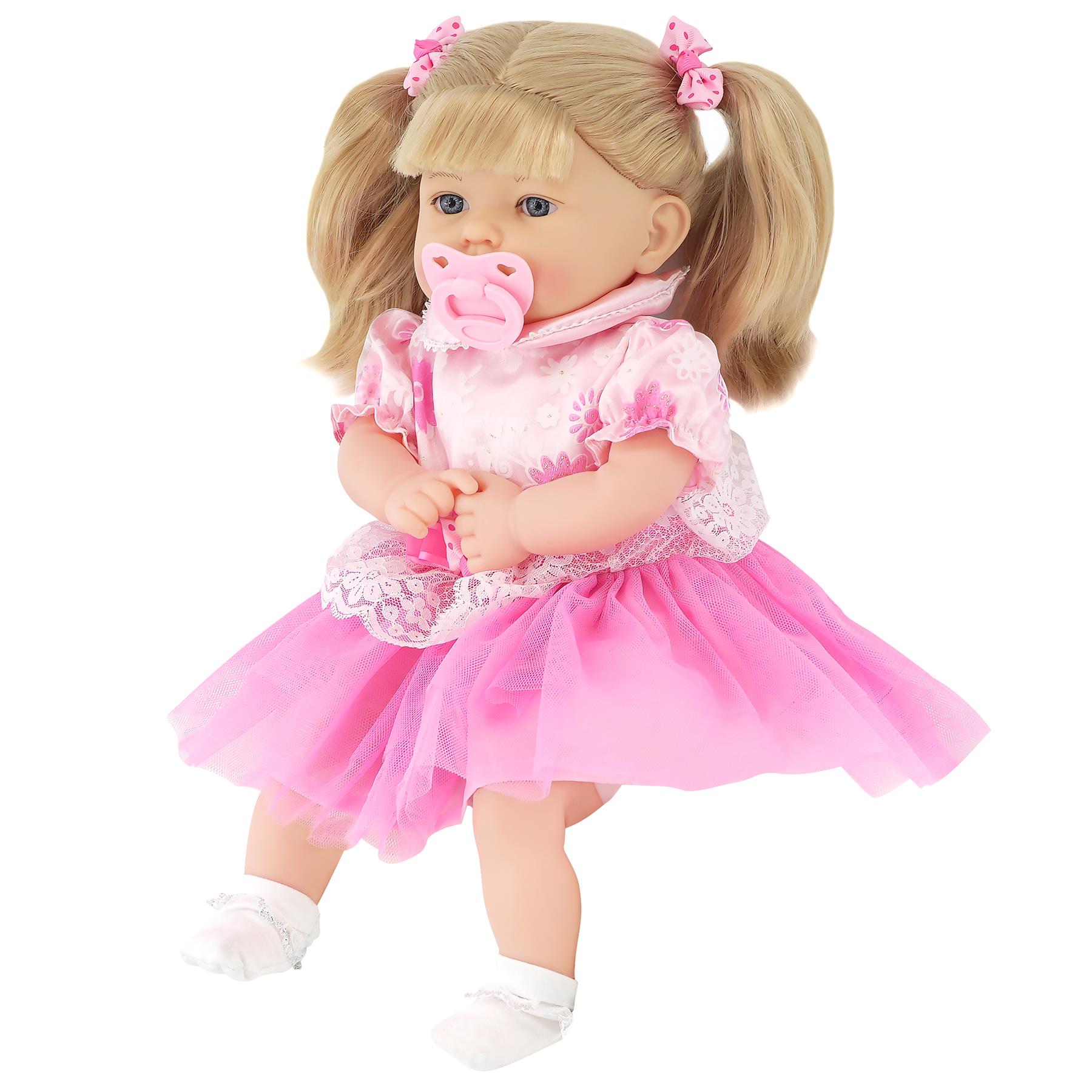 18" Baby Dolls Girls Pink Clothes Soft Body Sounds Styling Hair Dummy BiBi Doll - Picture 14 of 21