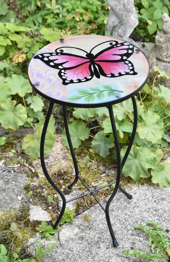 Iron/Glass Round Side Coffee Patio Table Mosaic Design Garden Flower Plant Stand - Picture 54 of 76