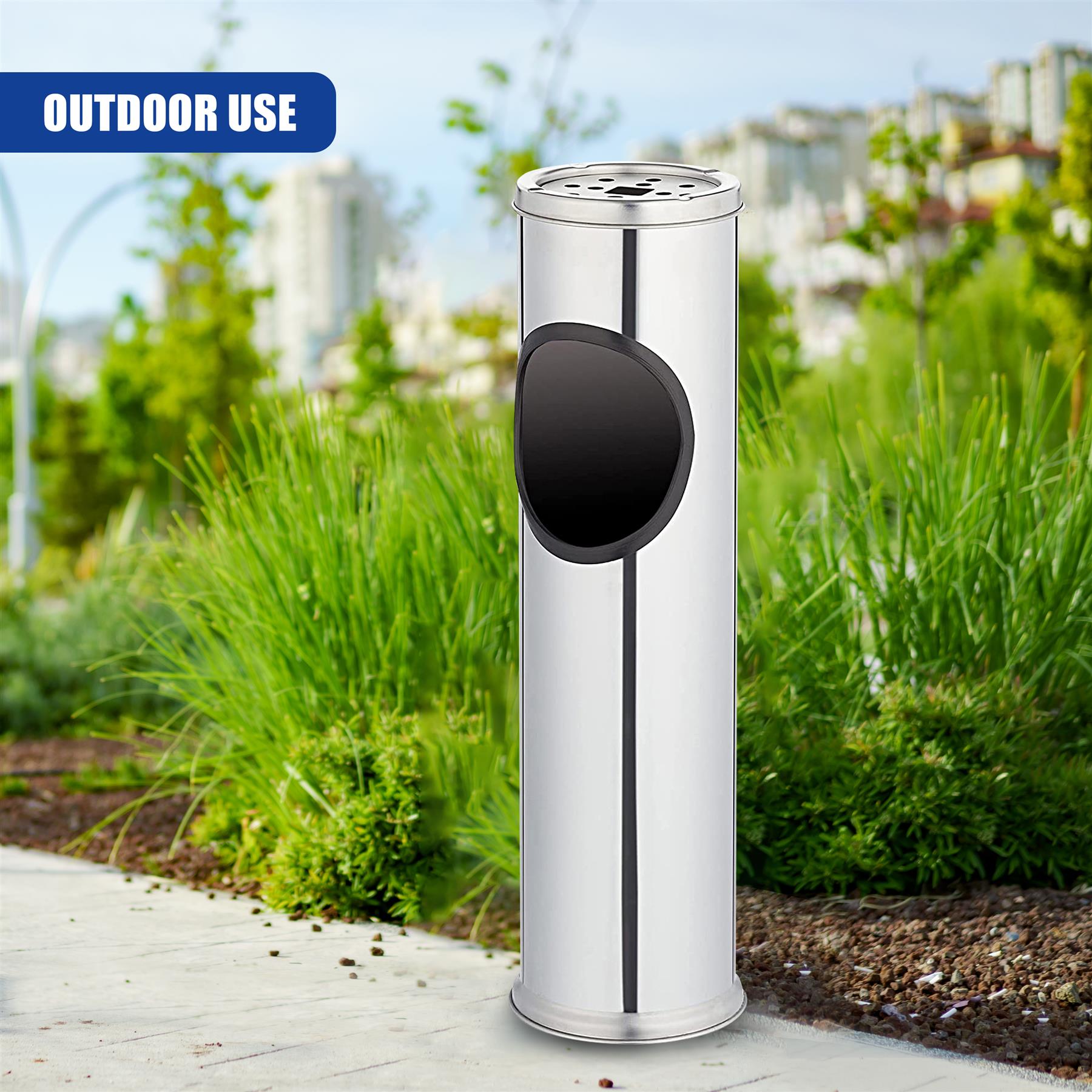 free standing outdoor cigarette bins Free Standing Stainless Steel Ash Tray Outdoor Rubbish Bin Dust Cigarette  Stand