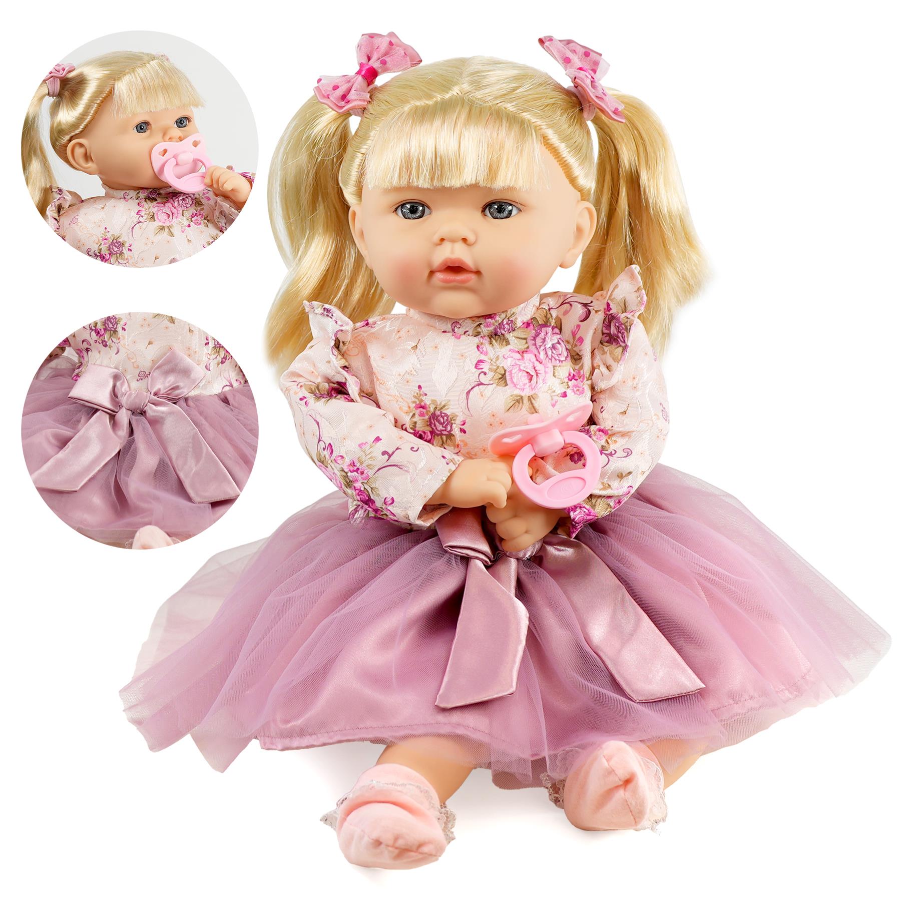 18" Baby Dolls Girls Pink Clothes Soft Body Sounds Styling Hair Dummy BiBi Doll - Picture 15 of 21